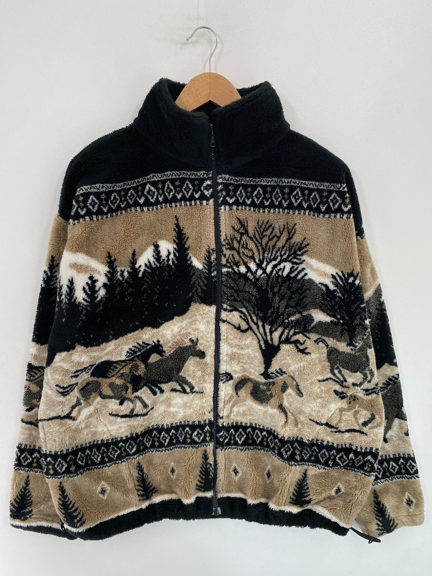 Vintage HORSES Size No Tag (Approx.XL) Fleece Jacket / G4202F