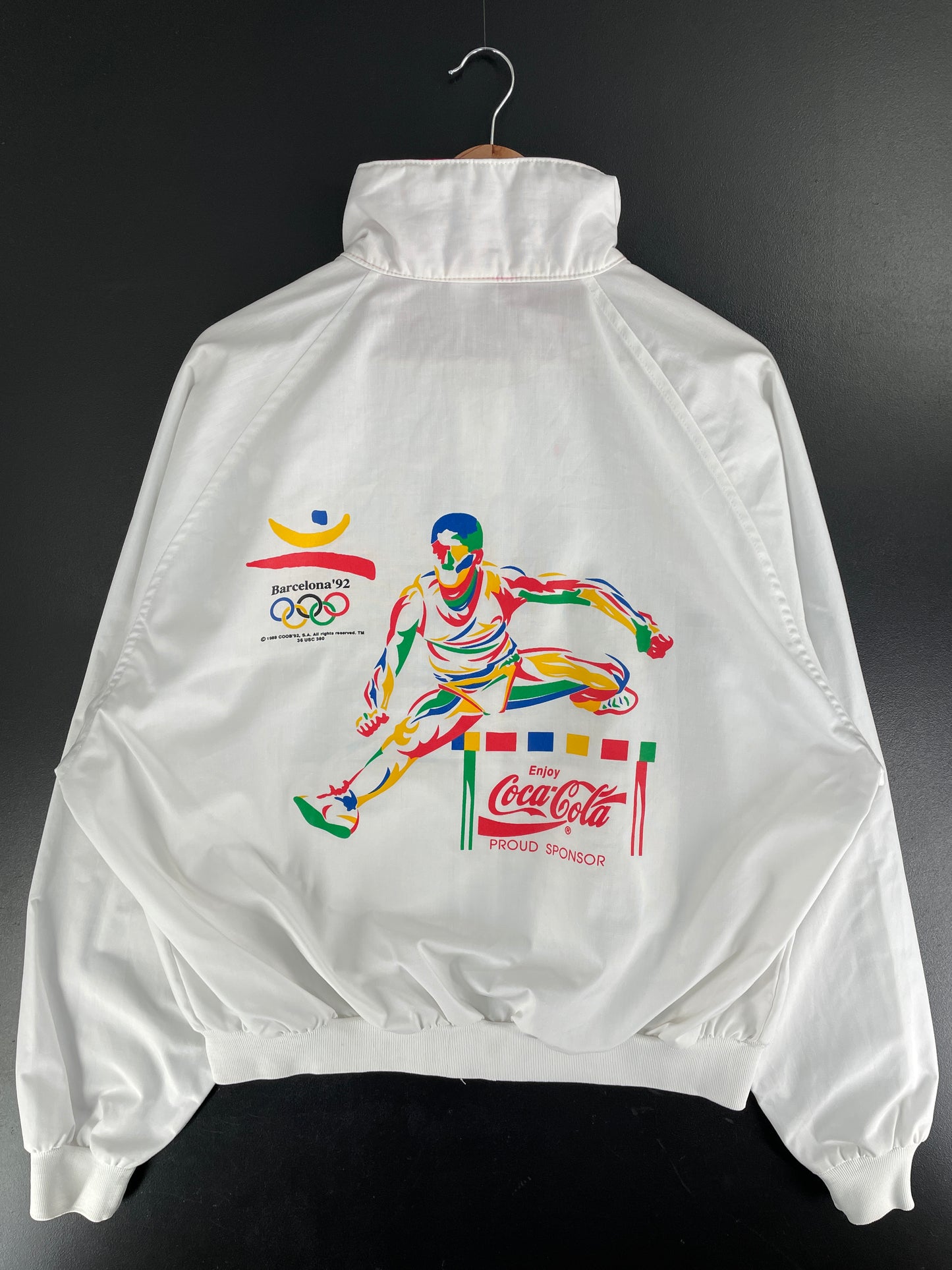 1988 COCA COLA x BARCELONA OLYMPIC Made in USA Size XL Vintage Nylon Jacket / F7763N