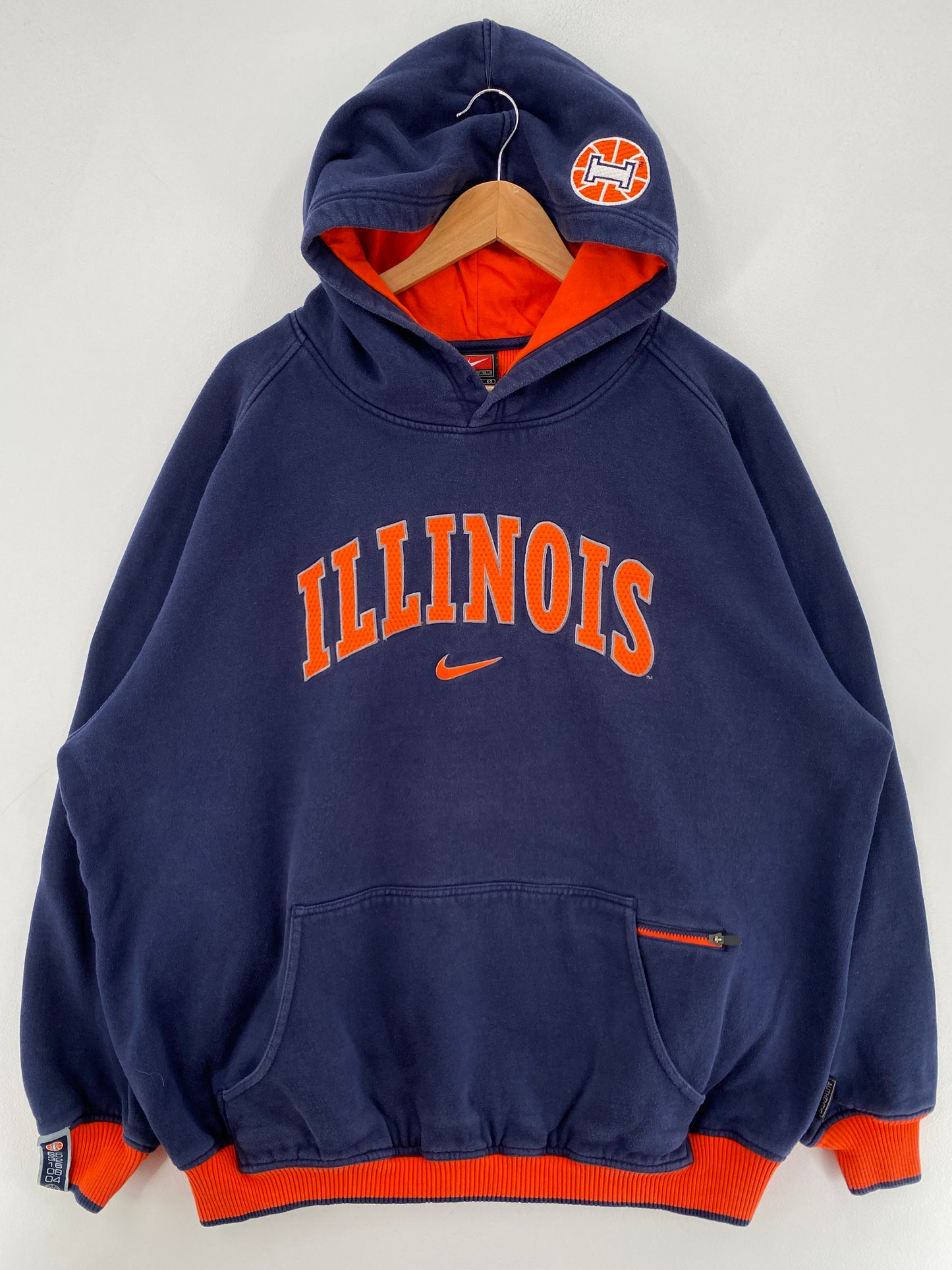 00' NIKE x ILLINOIS Size XL Vintage College Hoodie Sweat-Shirt / G5557S