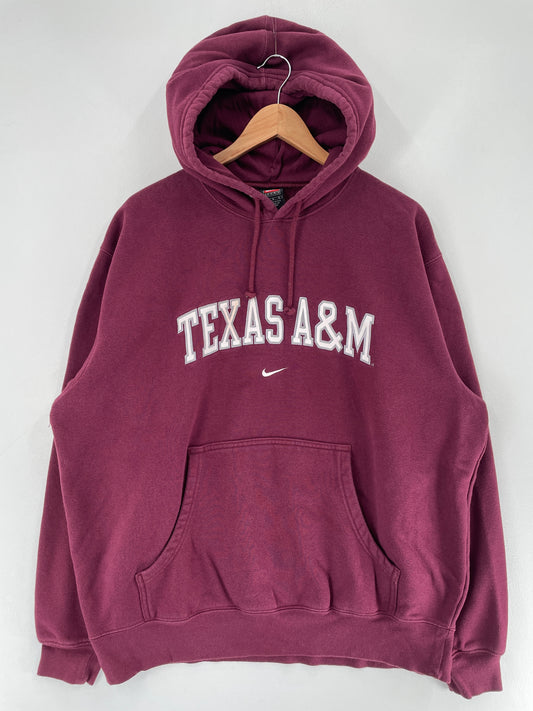 00' NIKE x TEXAS A&M Size L College Vintage Hoodie Sweat-Shirt / F4367S