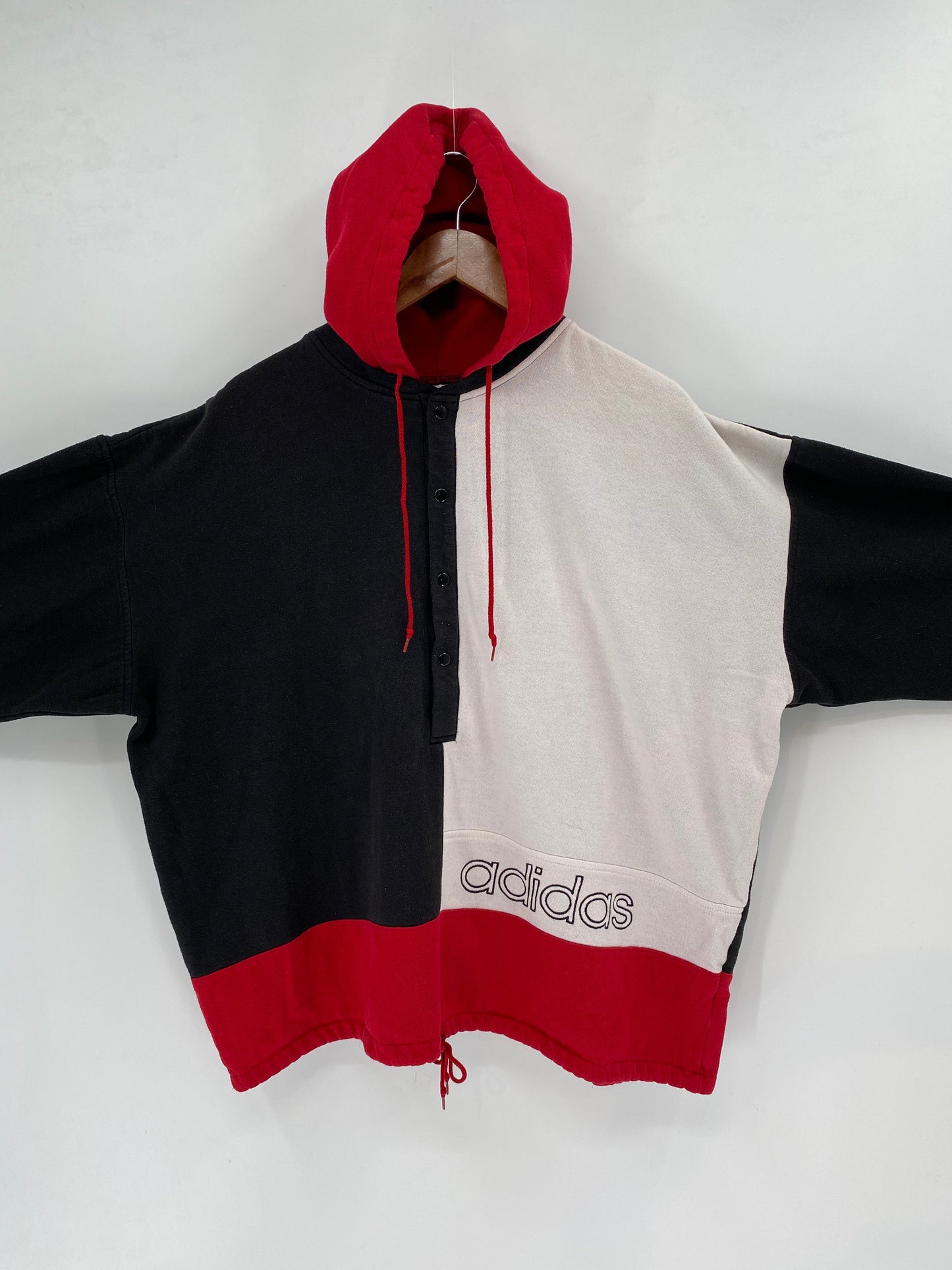 .90’s ADIDAS Size L Vintage Half Zip-up Hoodie Sweat-shirt / E7793S
