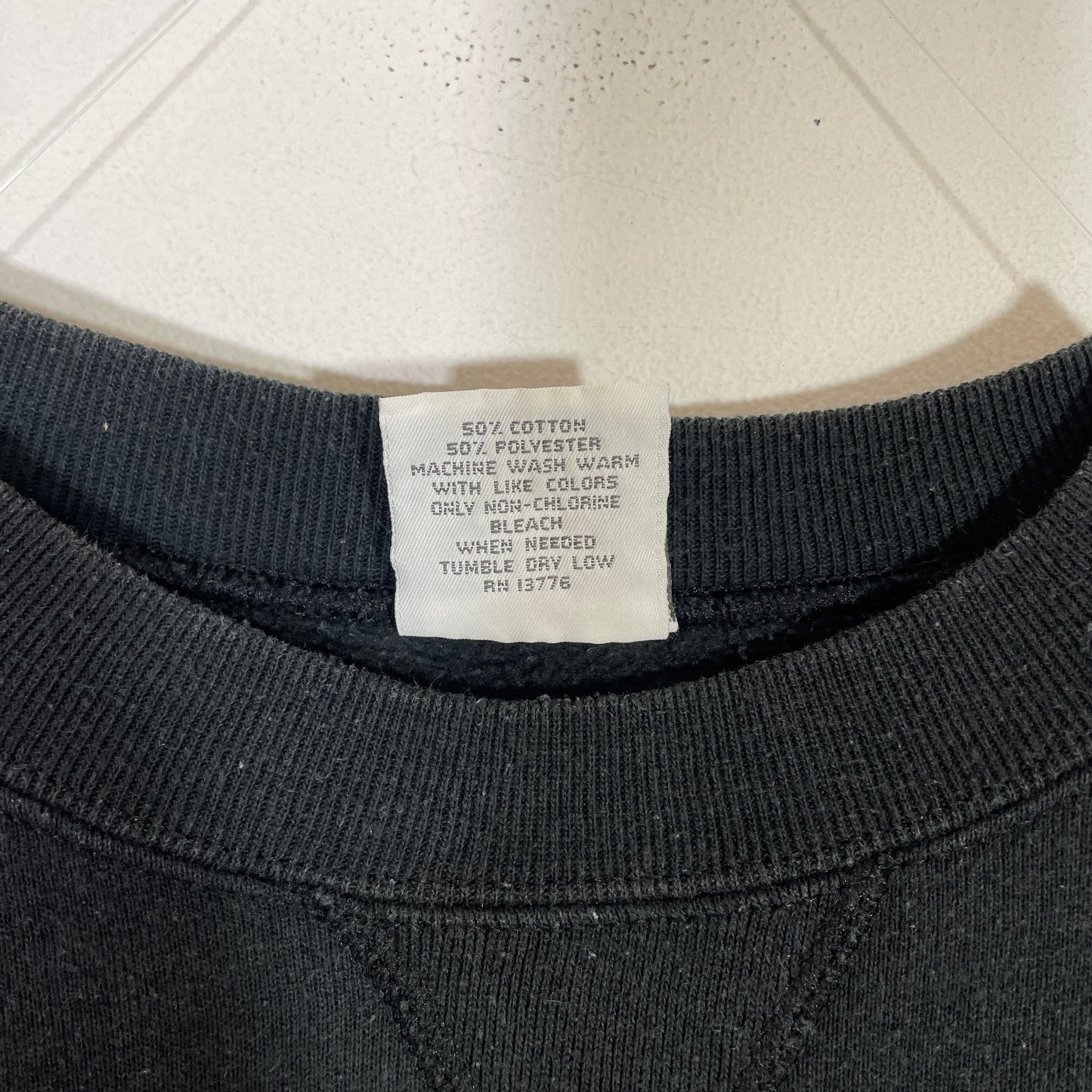 (XL) 90's Hanes PLAIN BLACK Sweat-shirt / A0744S