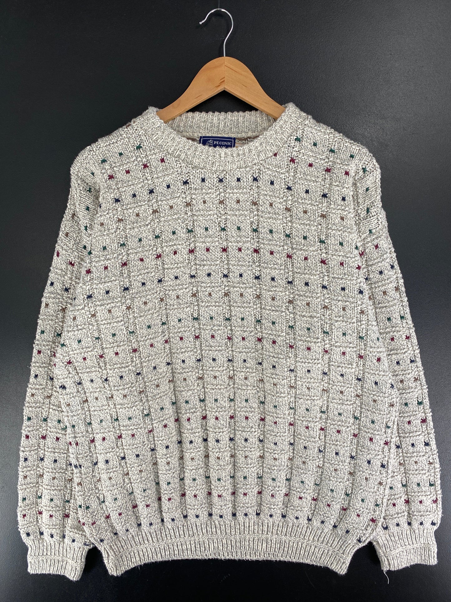 .Vintage PECONIC BAY TRADERS Made in USA Size M Cotton Knit Sweater / F8219K
