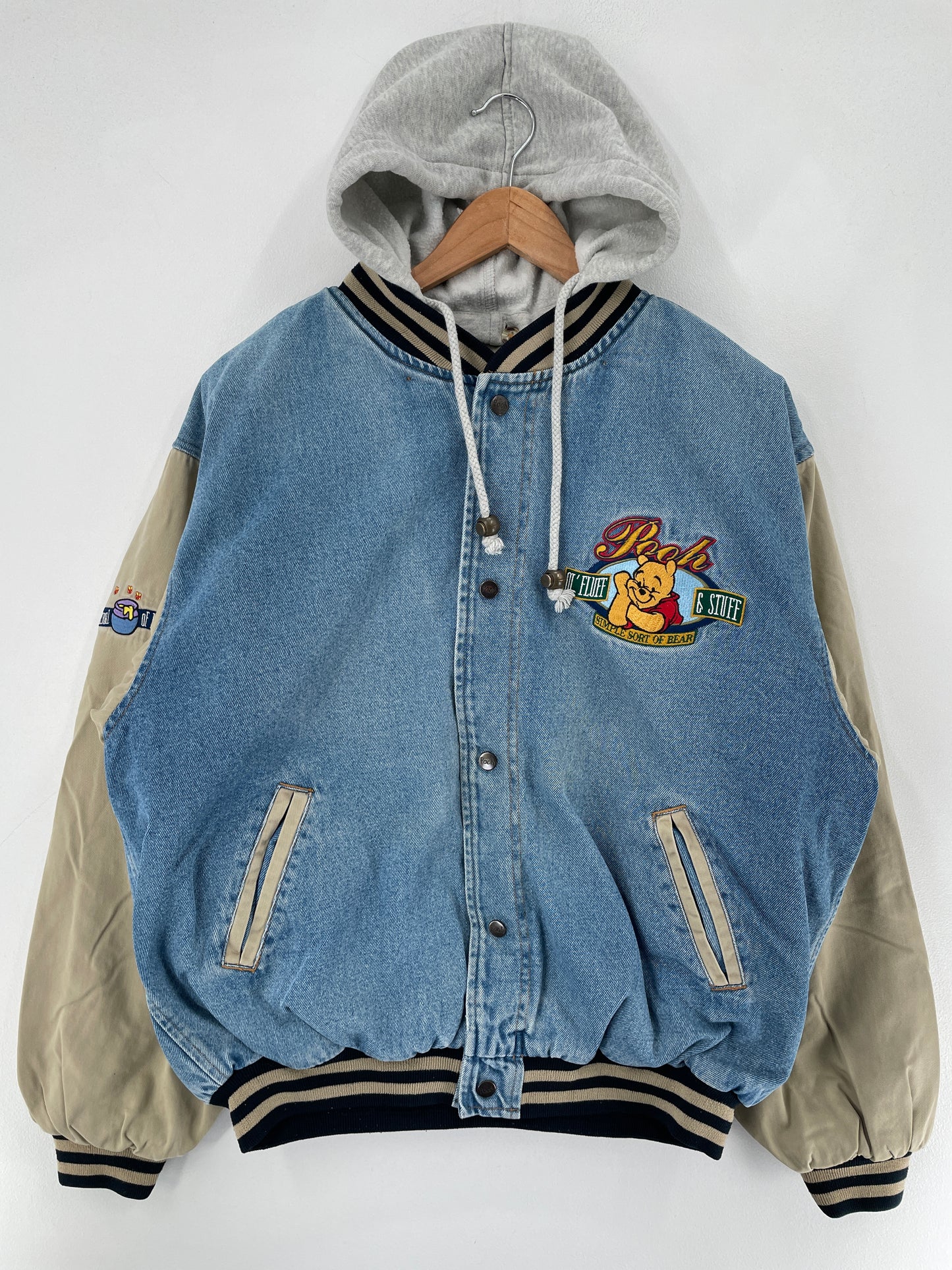 Vintage DISNEY WINNIE THE POOH Size Approx. L Denim Jacket / F5924J