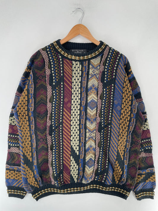 Vintage 3D COOGI-STYLE Made in USA Size XL Acrylic Knit Sweater / F2873K