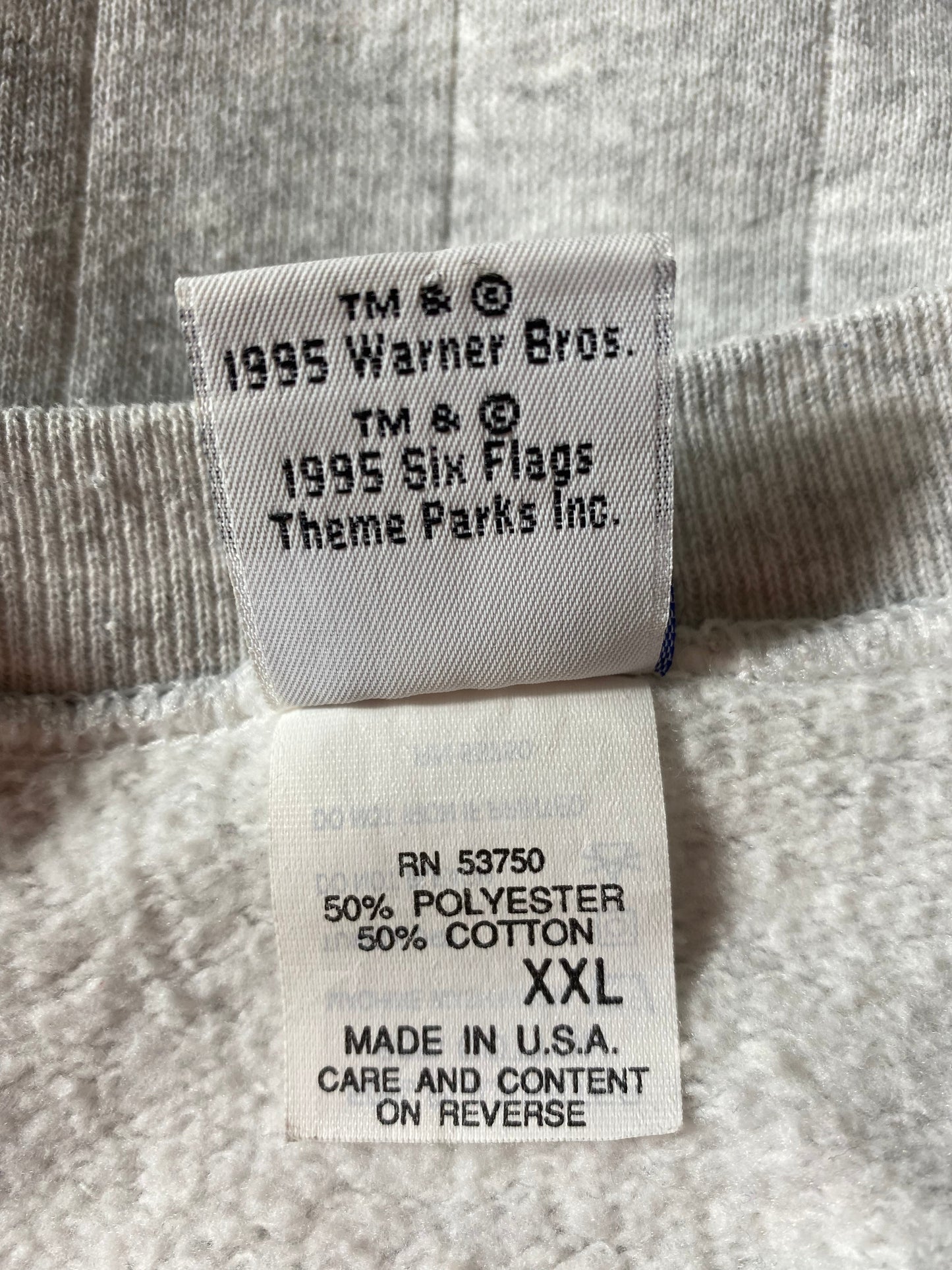 1995' SIX FLAGS LOONEY TUNES BUGS BUNNY Made in USA Size XXL Vintage Sweat-shirt / G5846S