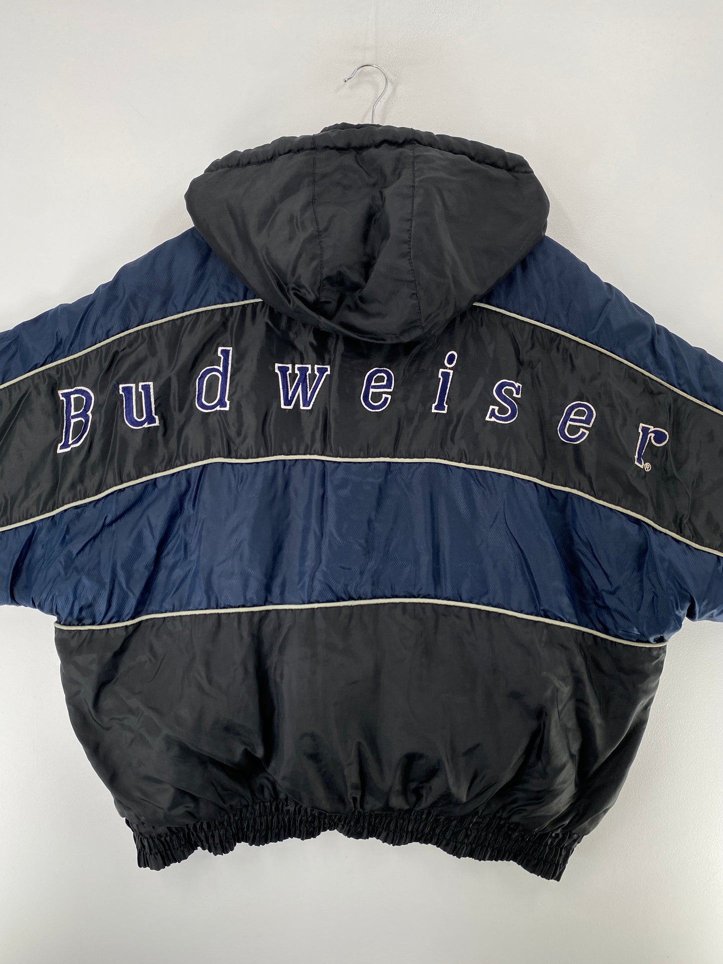 90’s PRO PLAYER x BUDWEISER Size XL Reversible Padded Nylon Jacket / F8175N