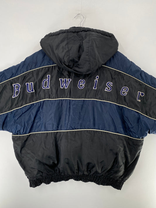 90’s PRO PLAYER x BUDWEISER Size XL Reversible Padded Nylon Jacket / F8175N