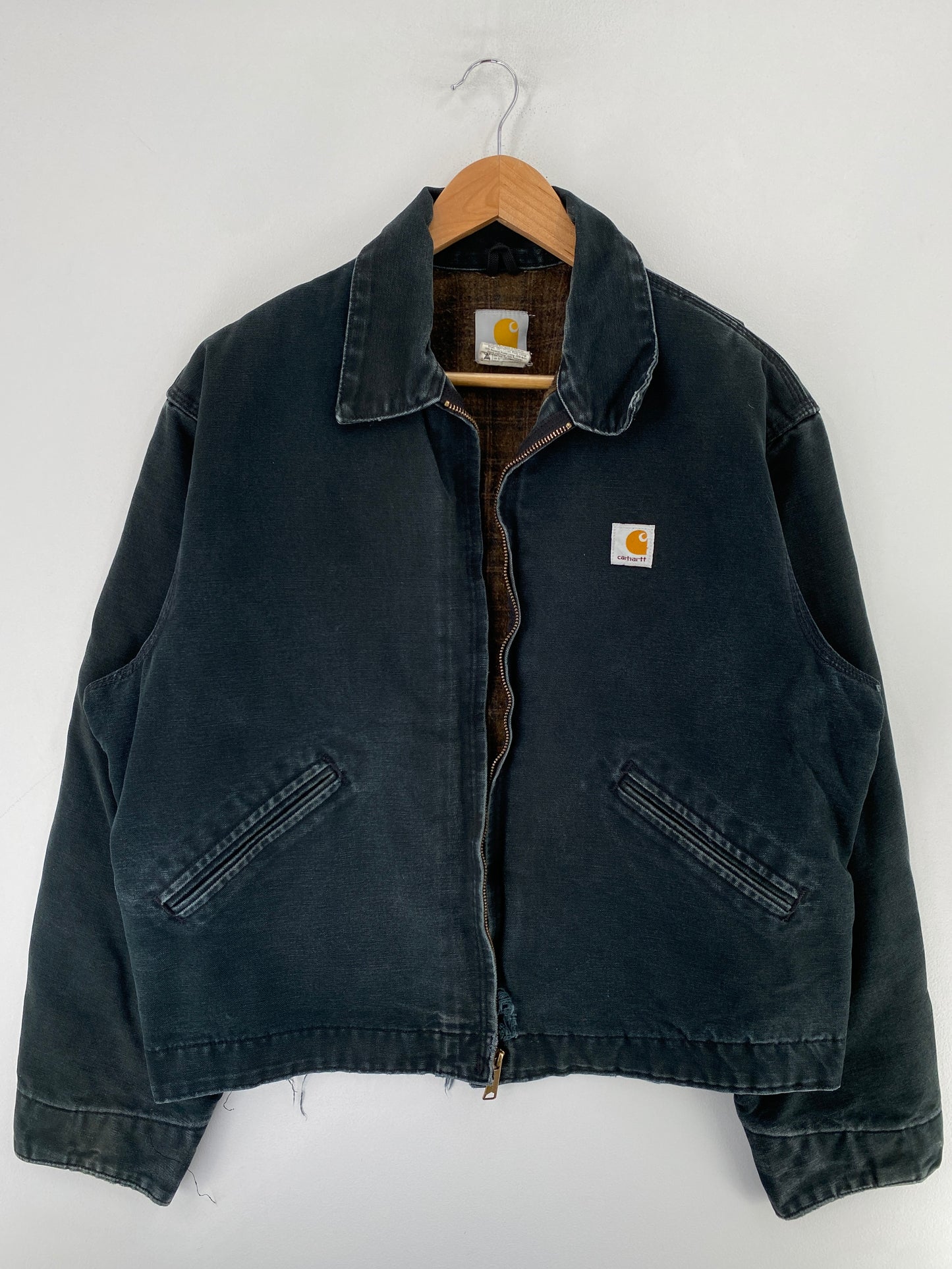 .90's CARHARTT DETROIT Broken zipper Made in USA Size L Vintage Duck Jacket / G1360J
