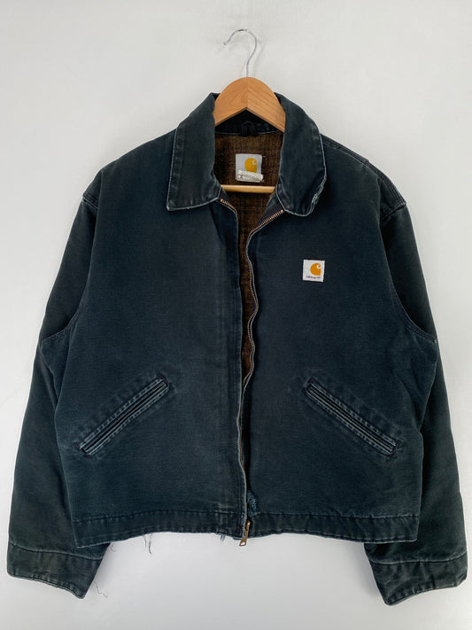 .90's CARHARTT DETROIT Broken zipper Made in USA Size L Vintage Duck Jacket / G1360J