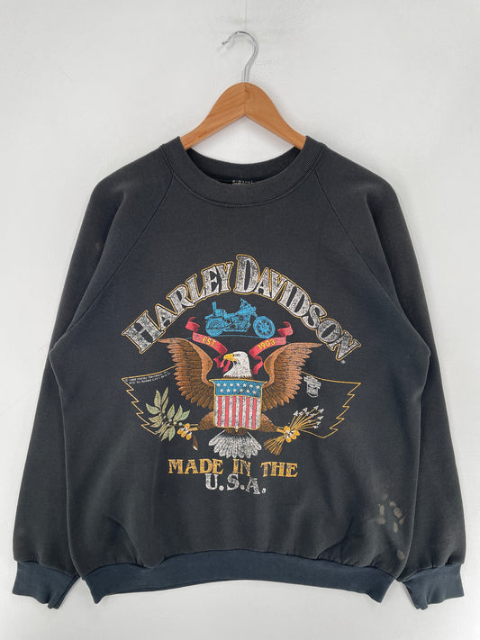 Early 90's HARLEY DAVIDSON Made in USA Size XL Vintage Racing Sweat-shirt / F2732S