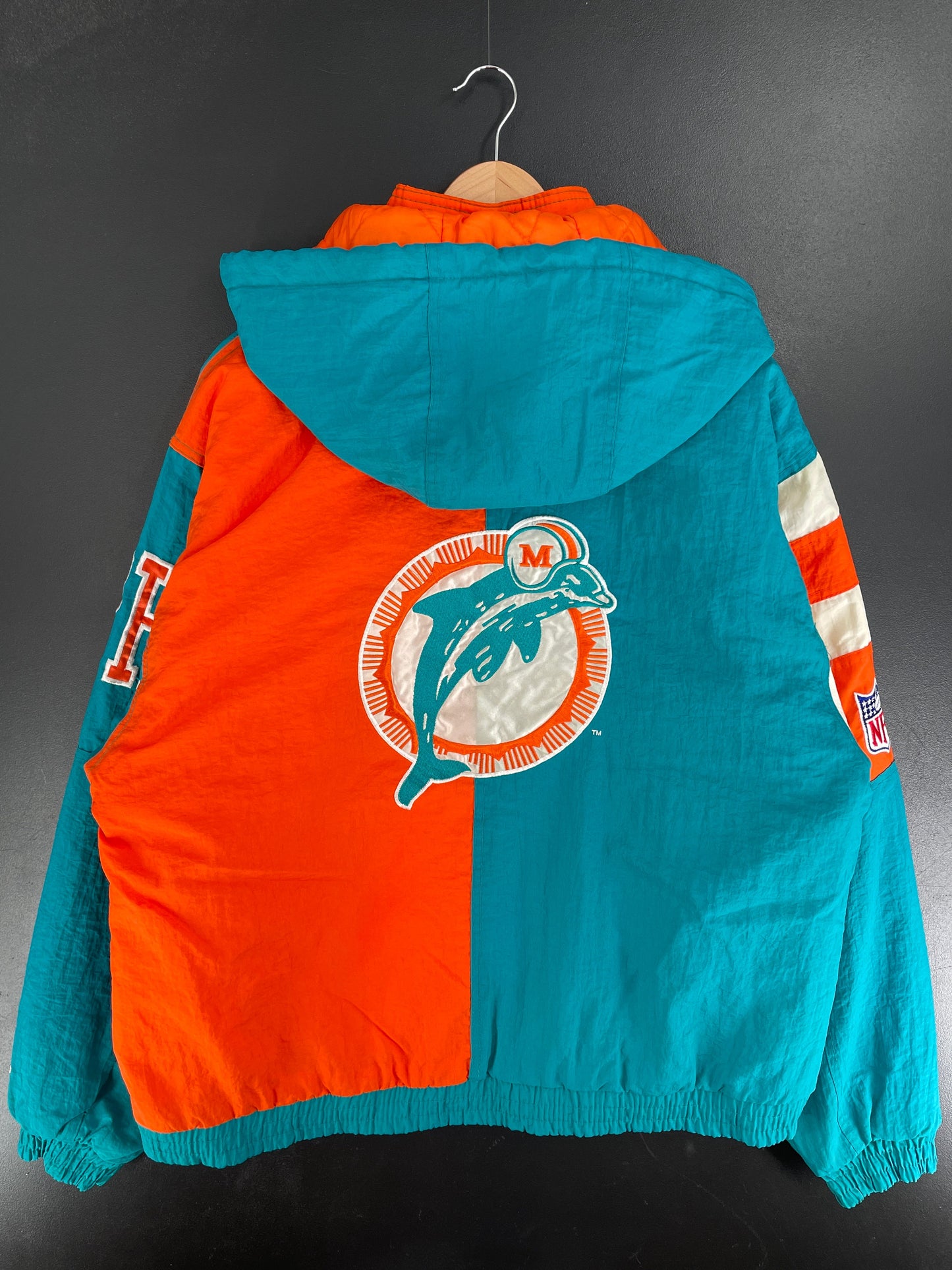 90’s STARTER x MIAMI DOLPHINS Size L NFL Padded Nylon Jacket / F6058N