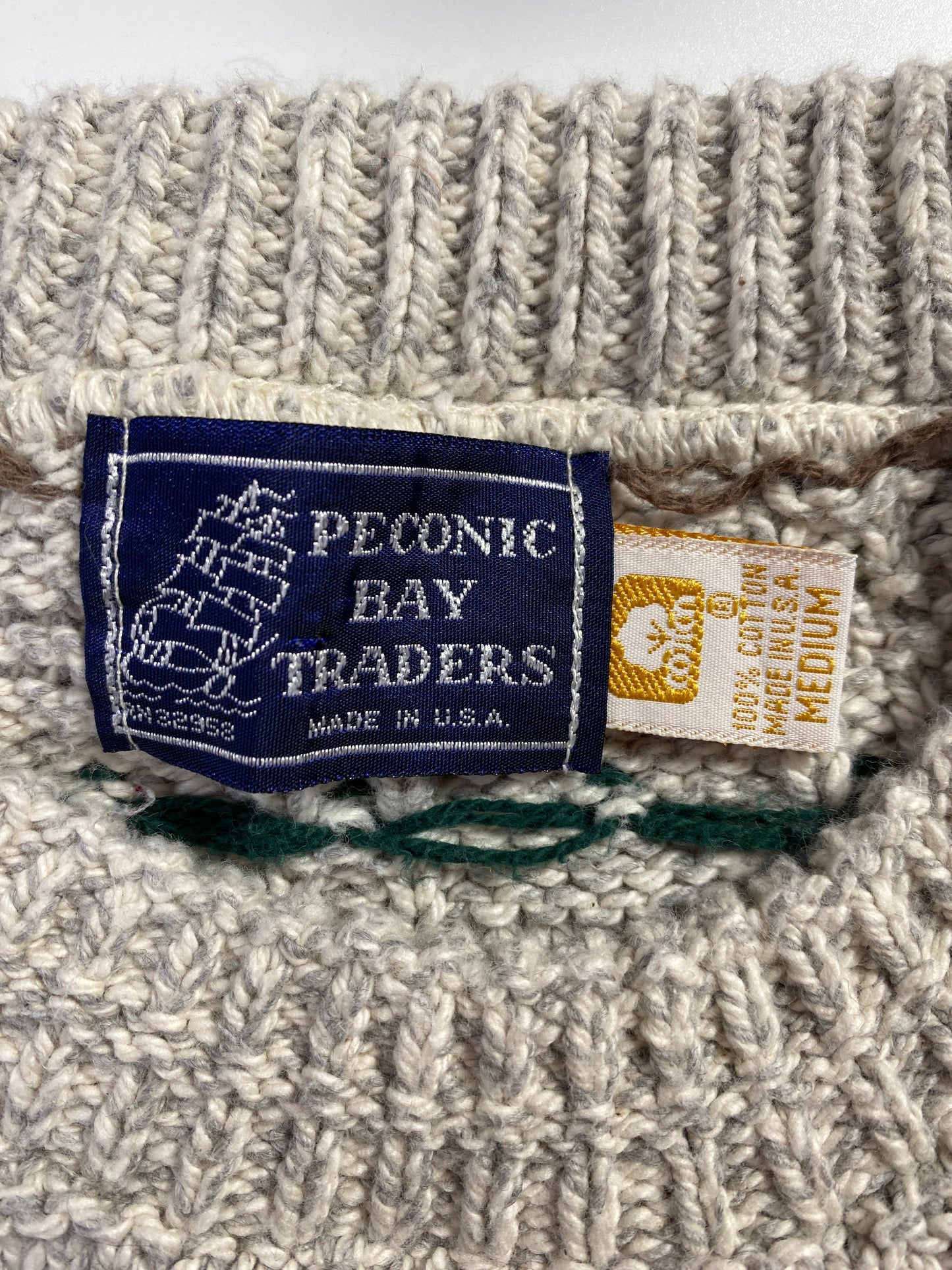 .Vintage PECONIC BAY TRADERS Made in USA Size M Cotton Knit Sweater / F8219K