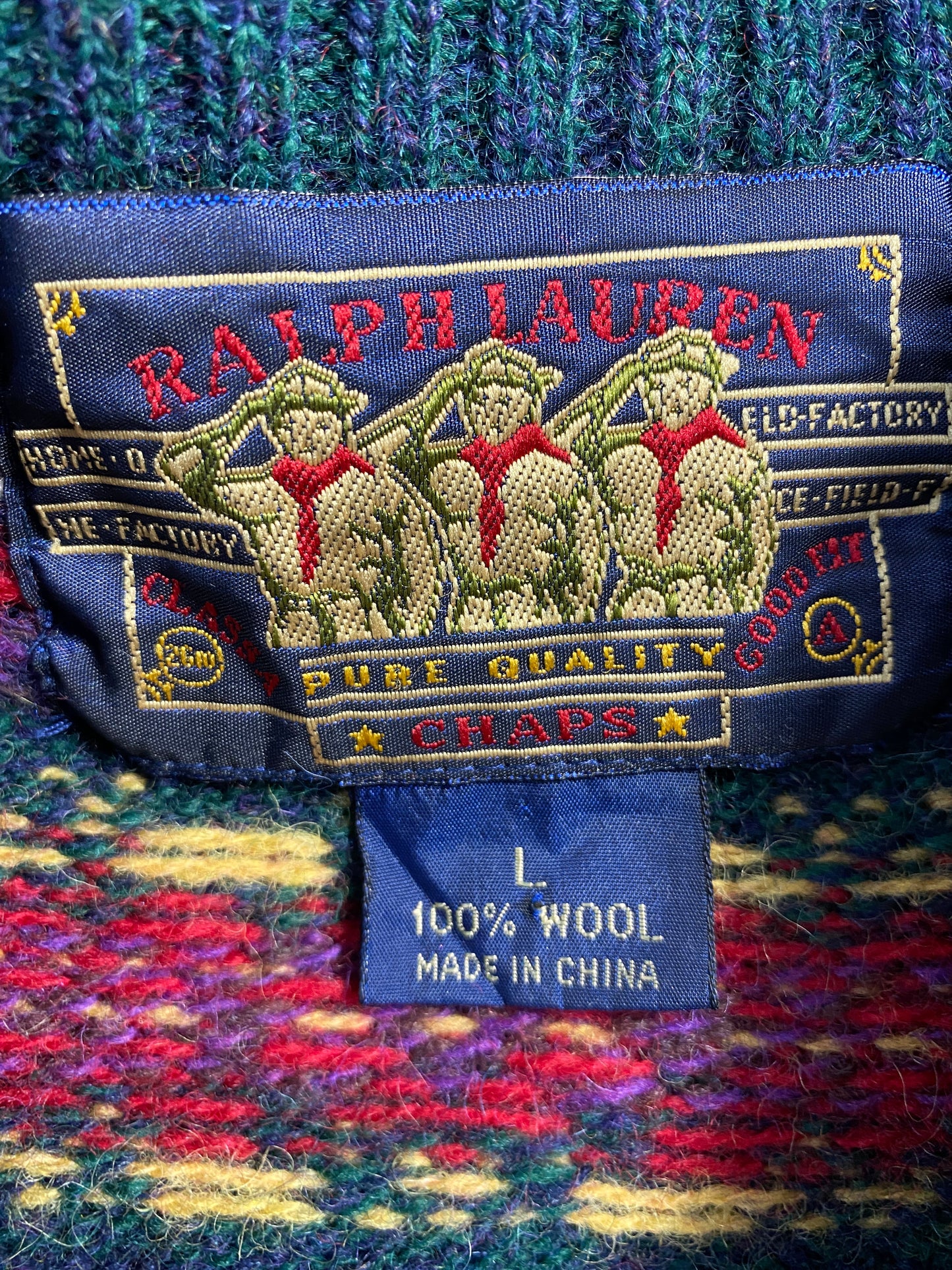 90’s RALPH LAUREN CHAPS Size L Wool Knit Sweater / G5311K