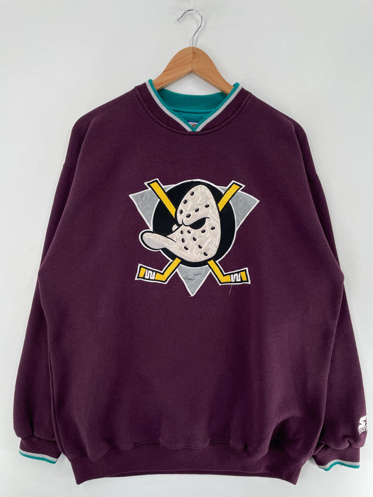 90’s STARTER x ANAHEIM MIGHTY DUCKS Size XL NHL Sweat-shirt / F4613S