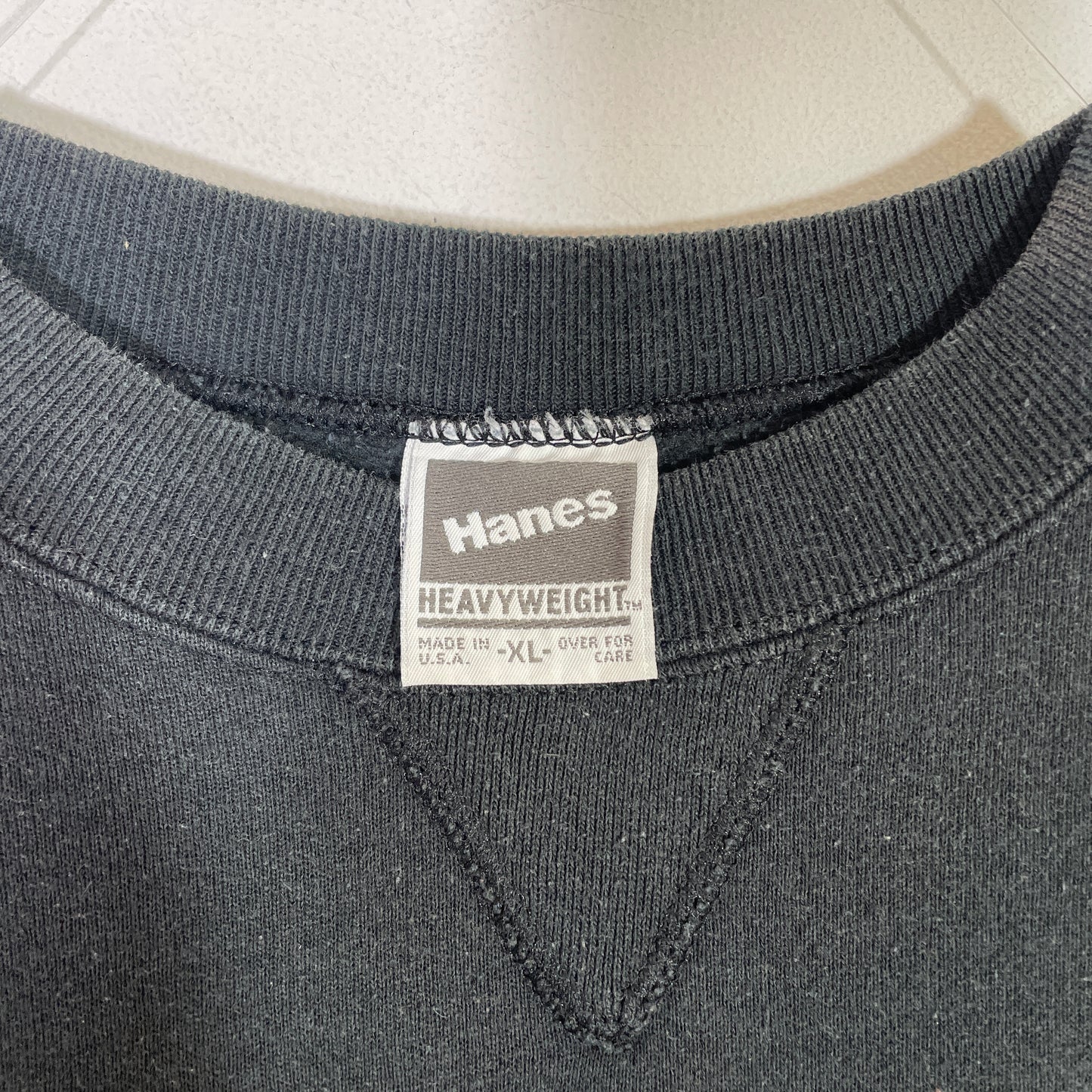 (XL) 90's Hanes PLAIN BLACK Sweat-shirt / A0744S