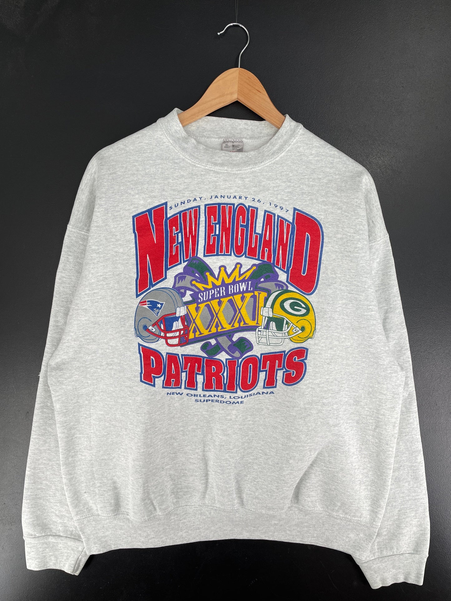 1997 NEW ENGLAND PATRIOTS Made in USA Size XL Vintage NFL Sweat-shirt / G4105S