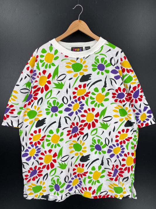 .90’s FLOWER PRINT Size L Vintage T-Shirt / F886T