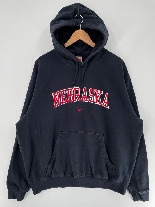 00' NIKE x NEBRASKA Size L Vintage College Hoodie Sweat-Shirt / F4967S