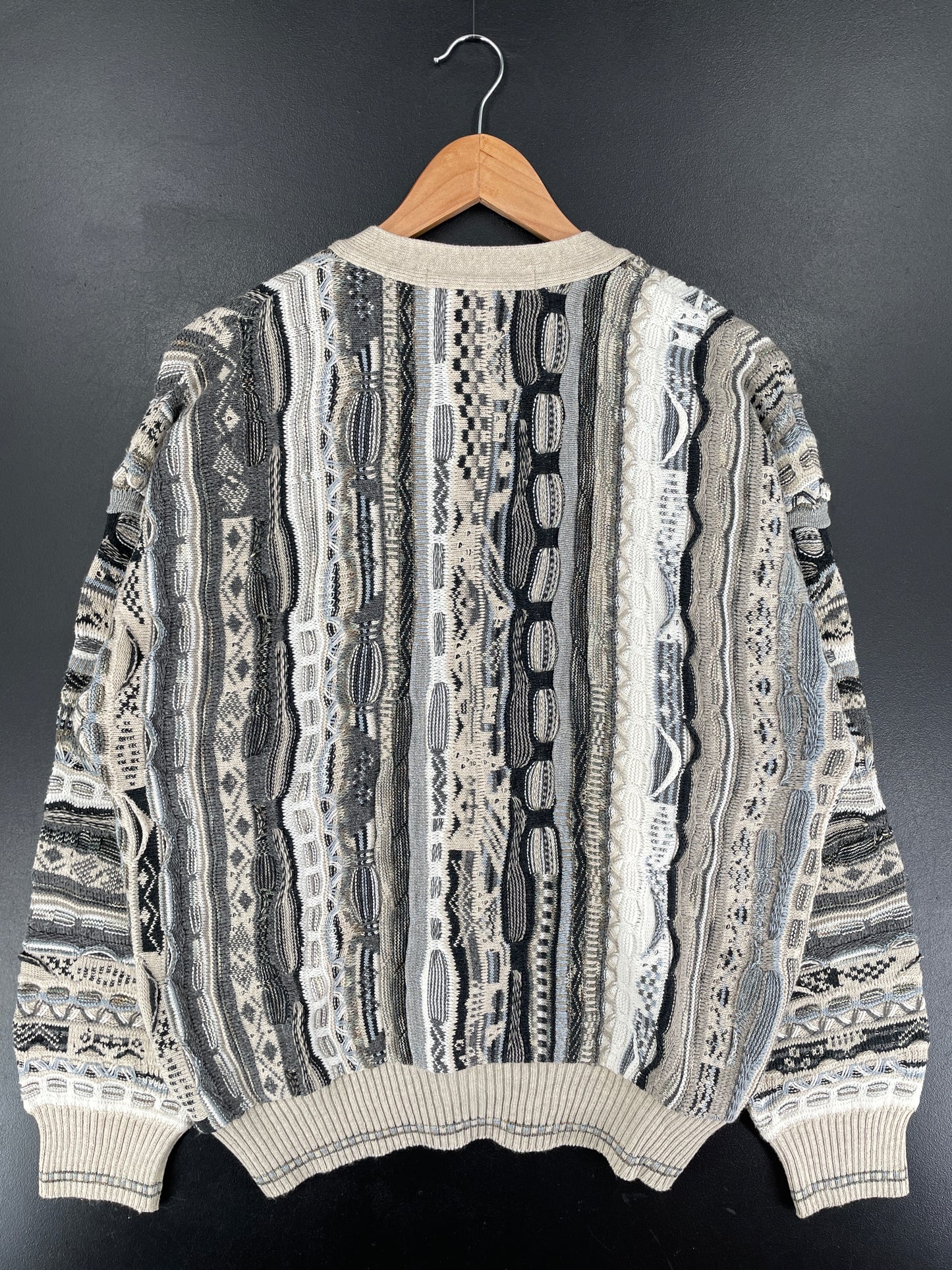 Vintage 3D COOGI-STYLE Size L Cotton Knit Cardigan / F2869K