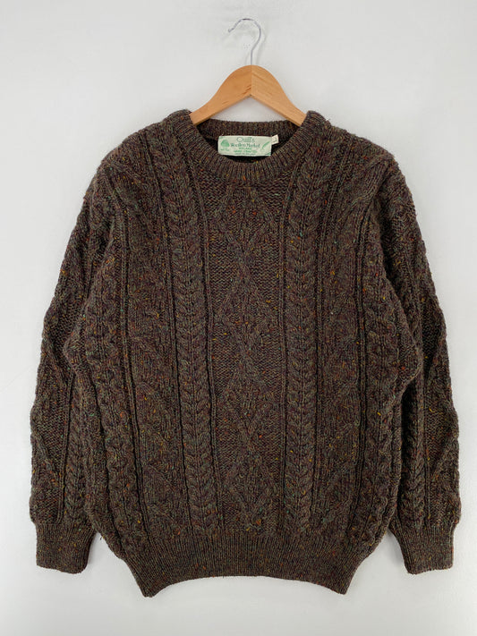Vintage Fisherman Made in Ireland Size L Wool Knit Sweater / F8694K