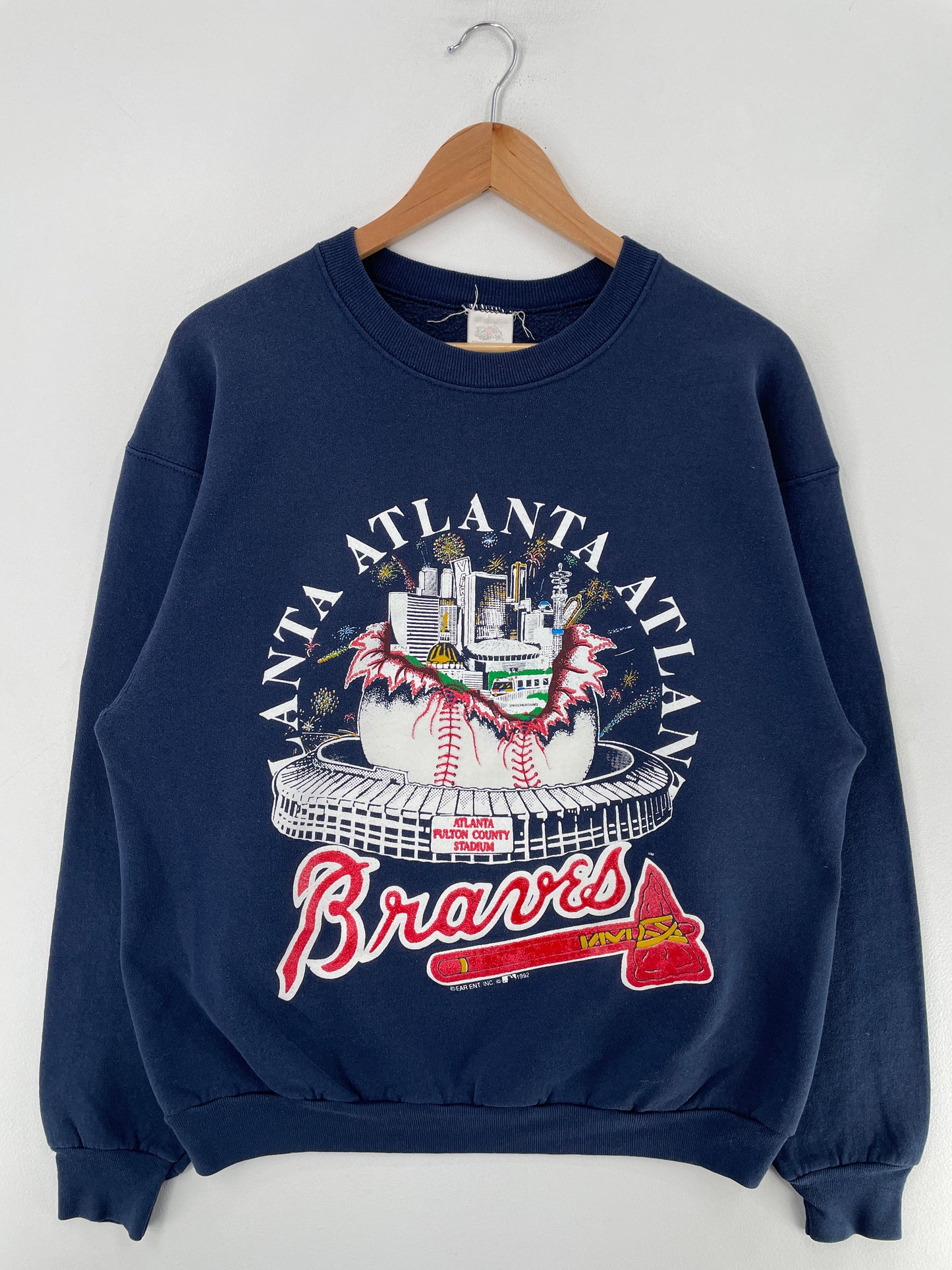 1992 ATLANTA BRAVES Made in USA Size XL Vintage MLB Sweat-Shirt / F7545S