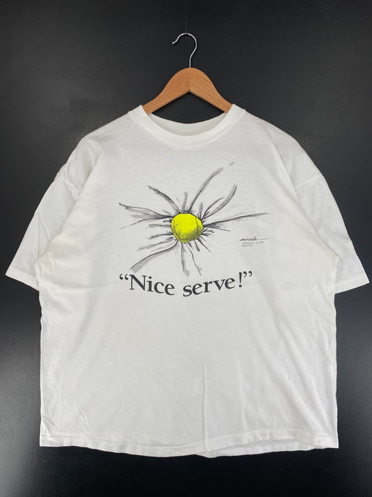 1991 "NICE SERVE!" Made in USA Size XL Vintage T-Shirts / F9684T