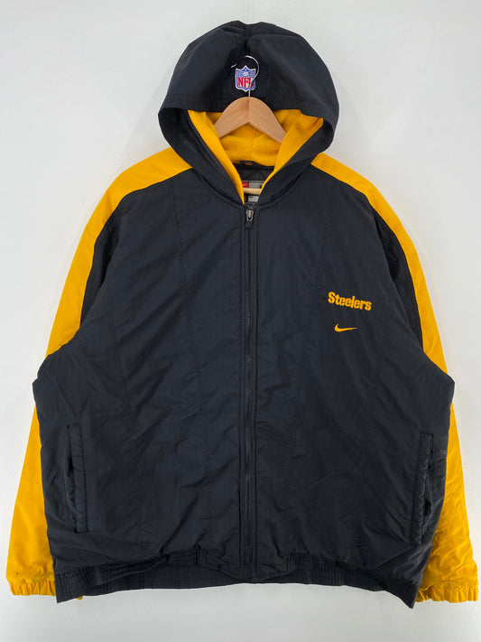 00' NIKE x PITTSBURGH STEELERS Size L Vintage NFL Padded Nylon Jacket / G5514N