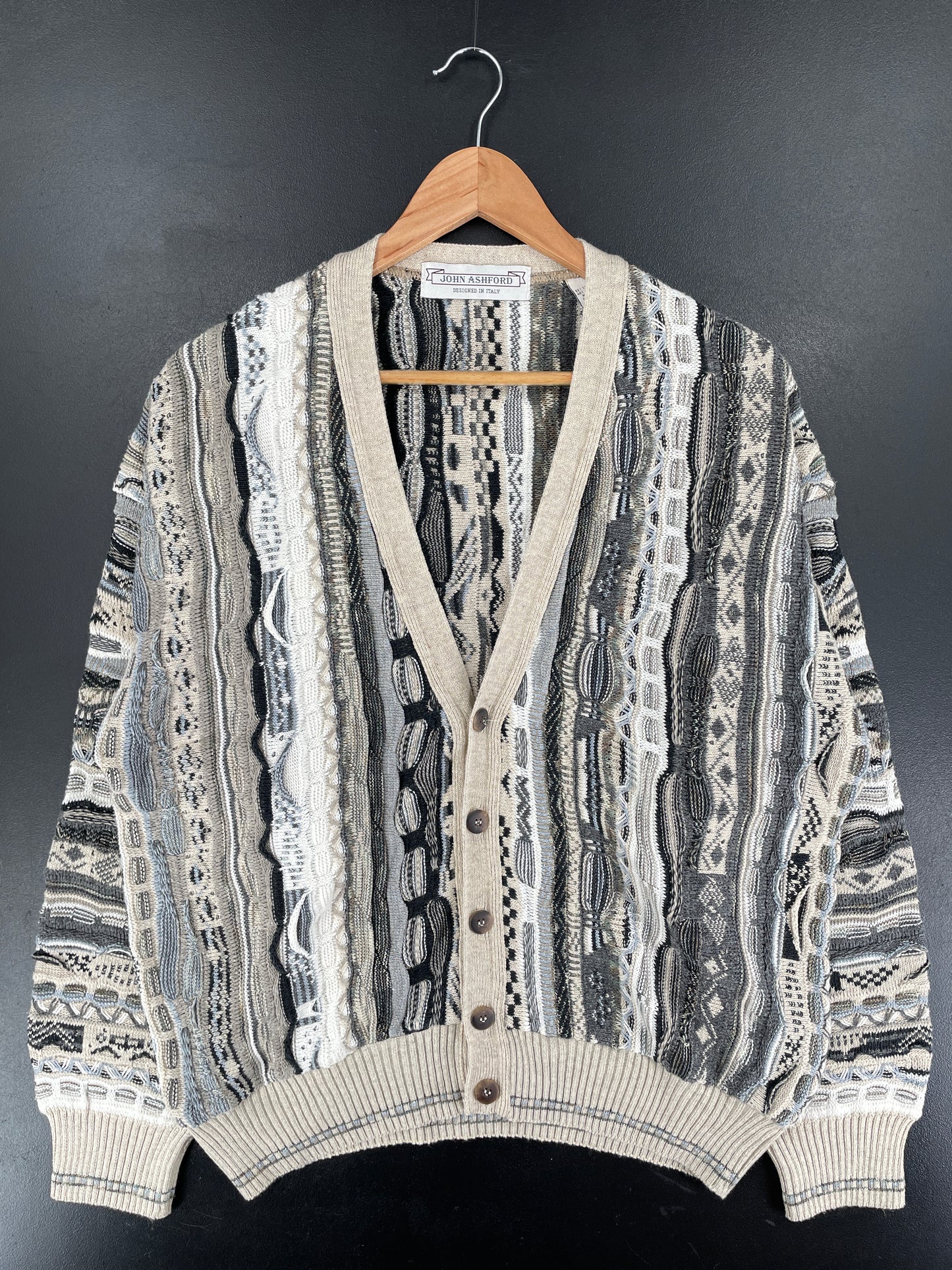 Vintage 3D COOGI-STYLE Size L Cotton Knit Cardigan / F2869K