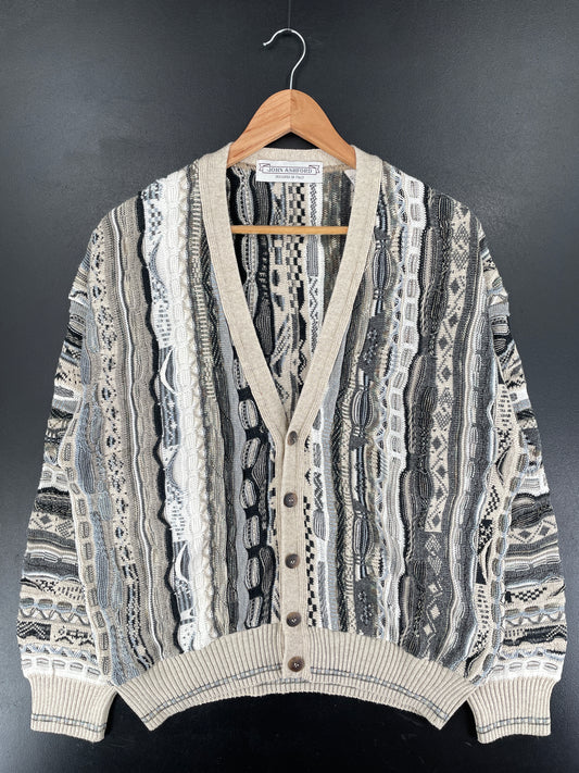 Vintage 3D COOGI-STYLE Size L Cotton Knit Cardigan / F2869K