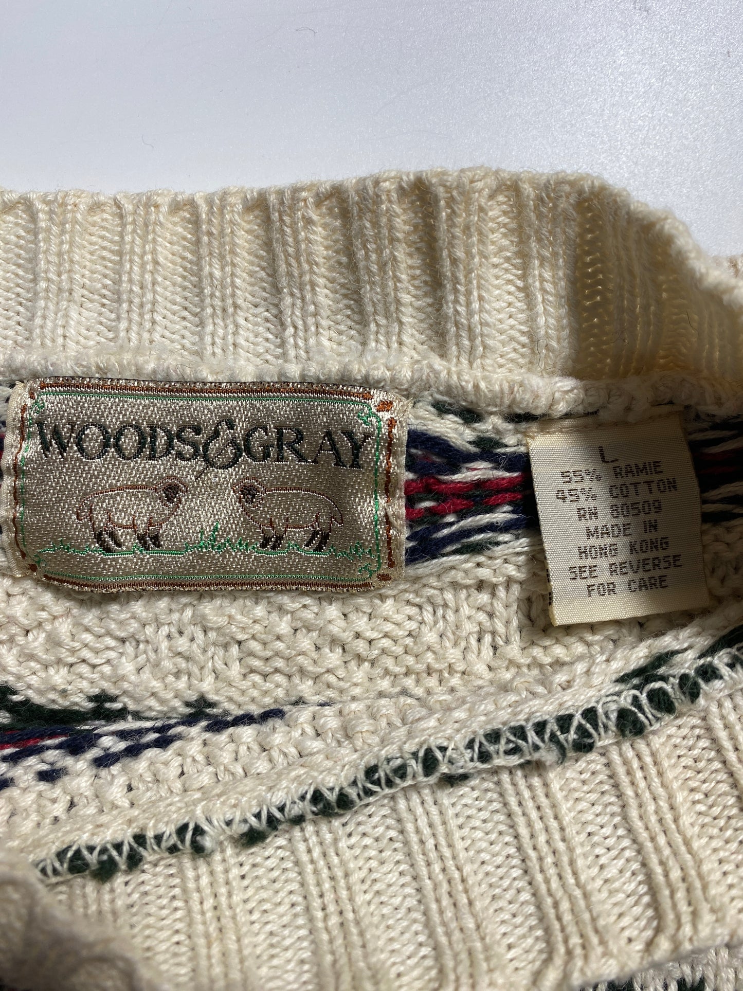 Vintage WOOD & GRAY Size L Cotton Knit Sweater / G4509K