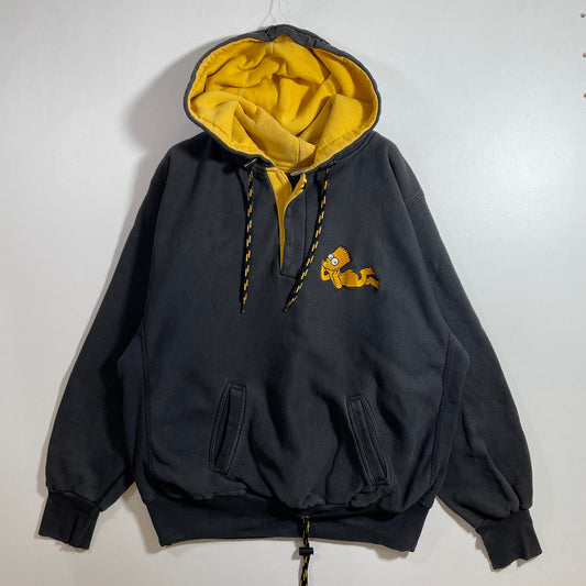 (XL) 90's THE SIMPSONS Vintage HalF Zip Hoodie Sweatshirt / A1151S