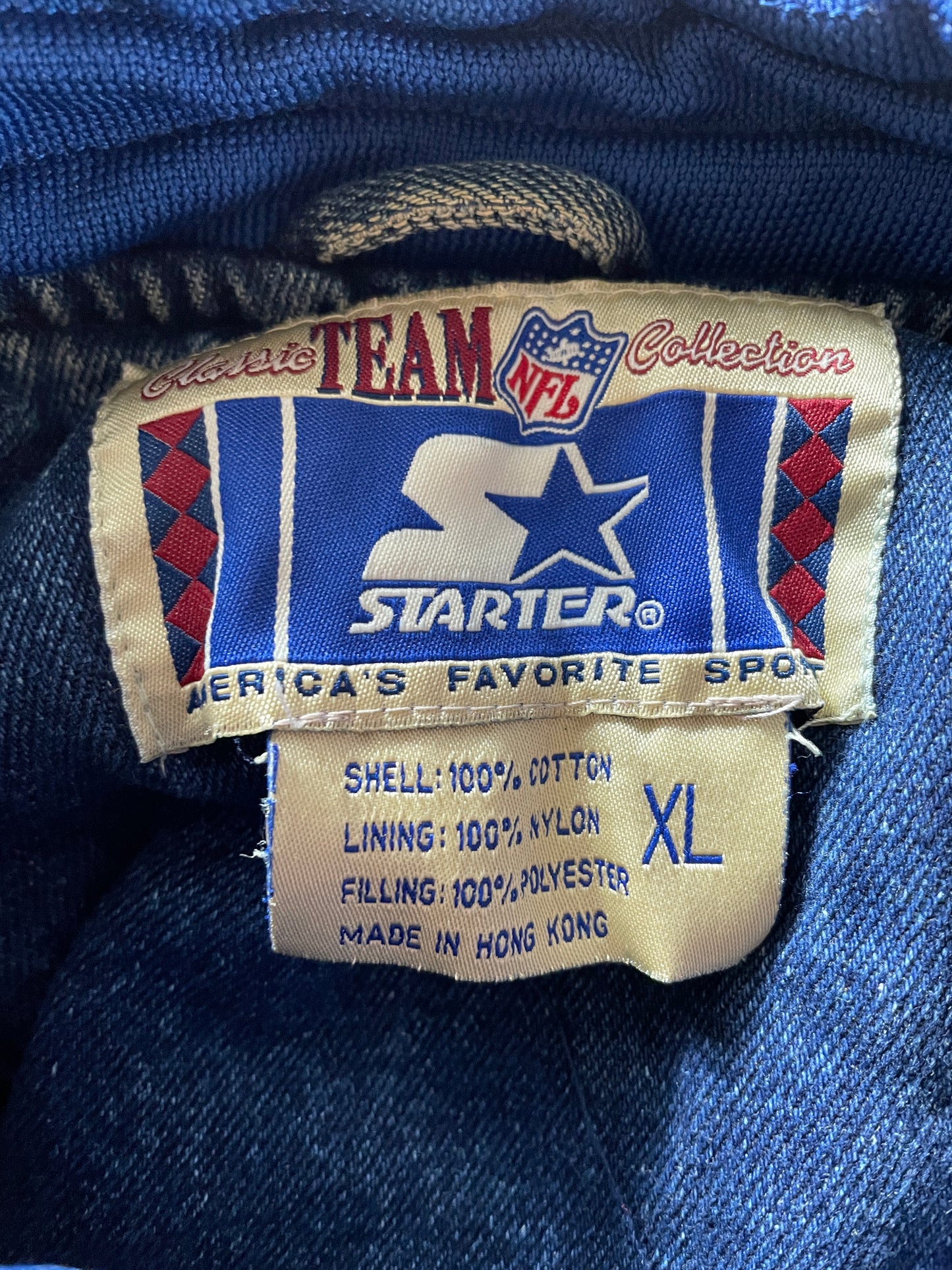 90’s STARTER x DALLAS COWBOYS Size XL Vintage NFL Denim Jacket / F5928J