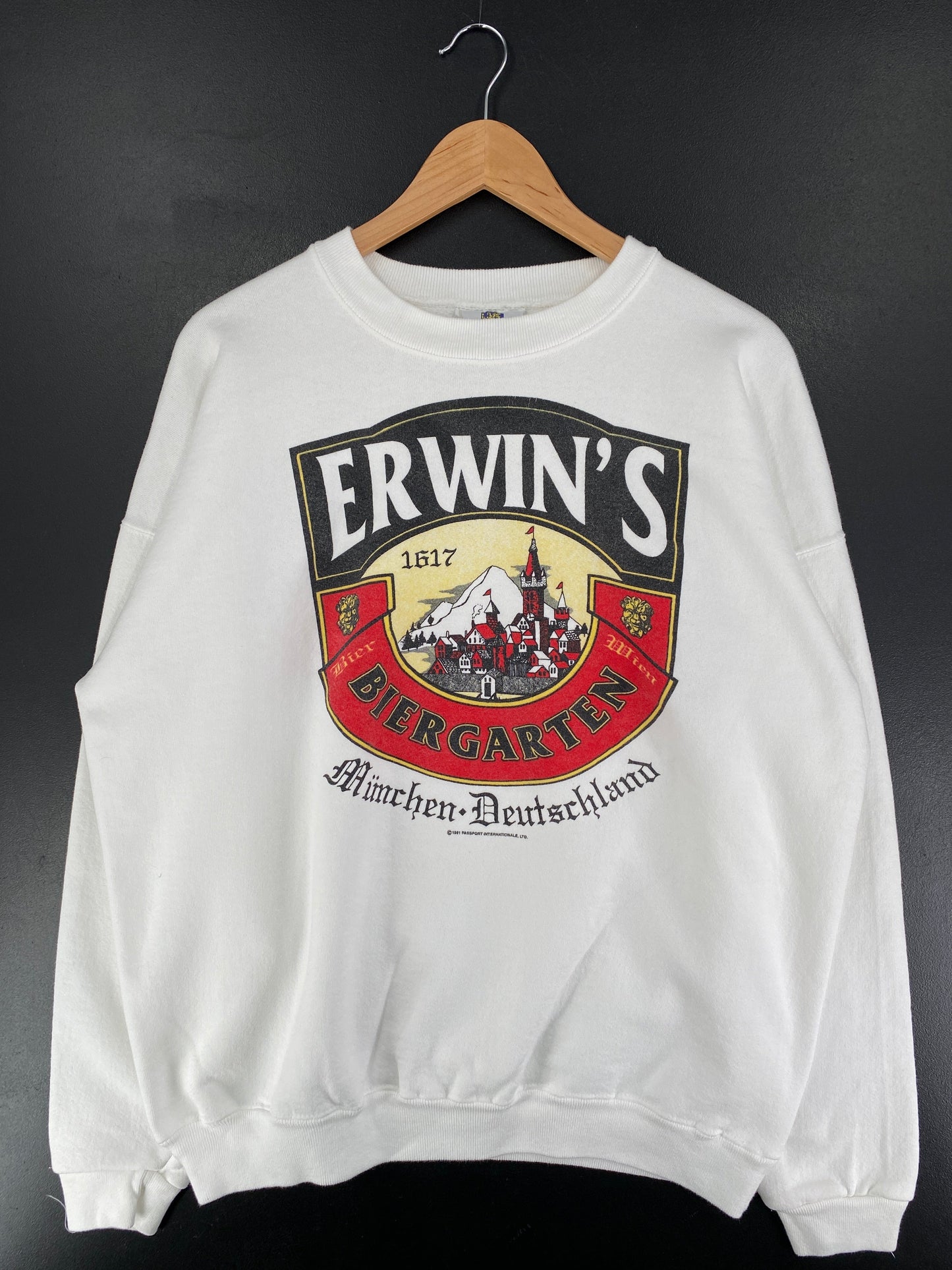 1991 ERWIN'S BIER GARTEN Made in USA Size XL Vintage Sweat-shirt / G2180S