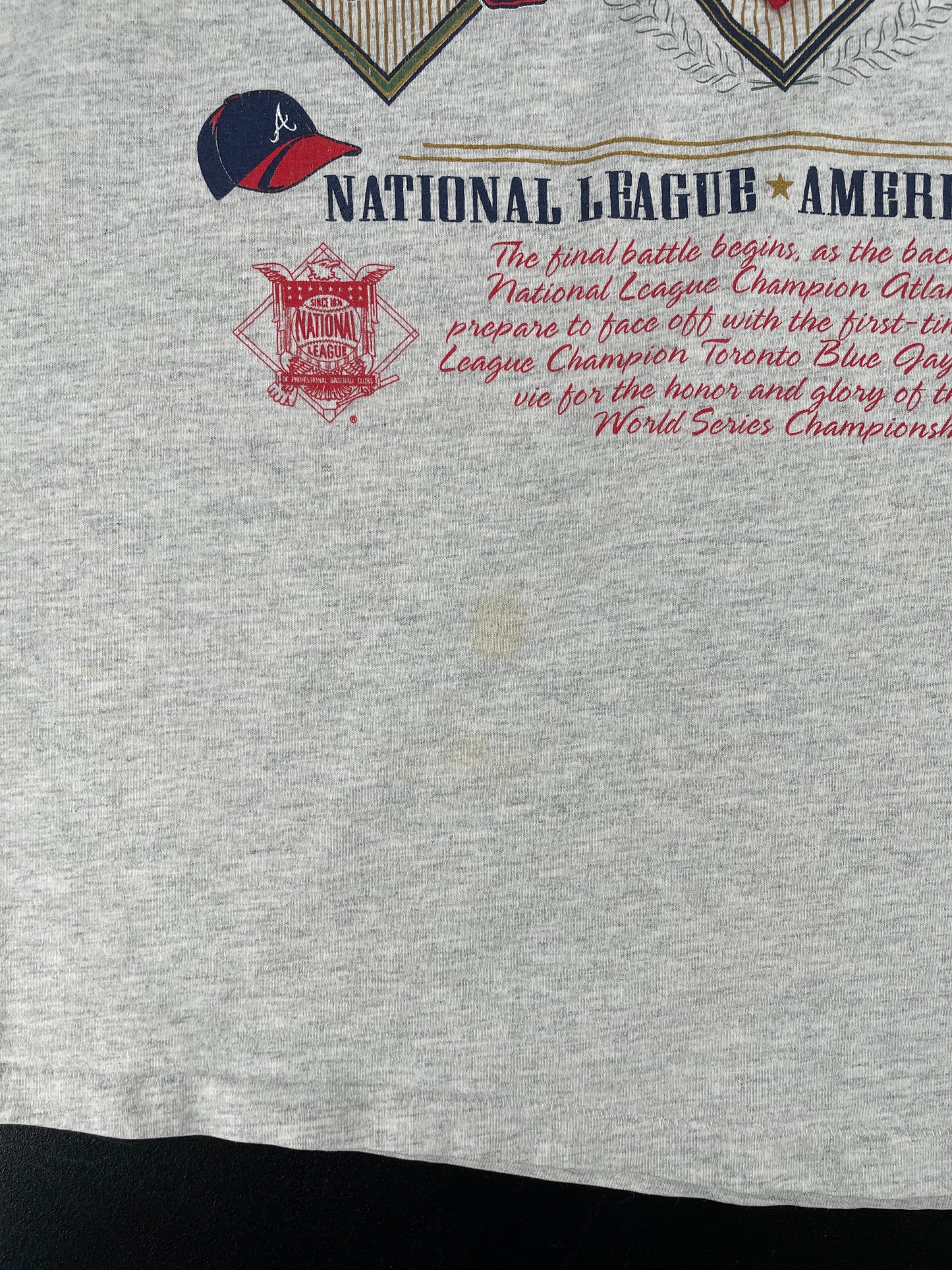 1992 NATIONAL AMERICAN LEAGUE Made in USA Size L Vintage MLB T-Shirt / F3655T