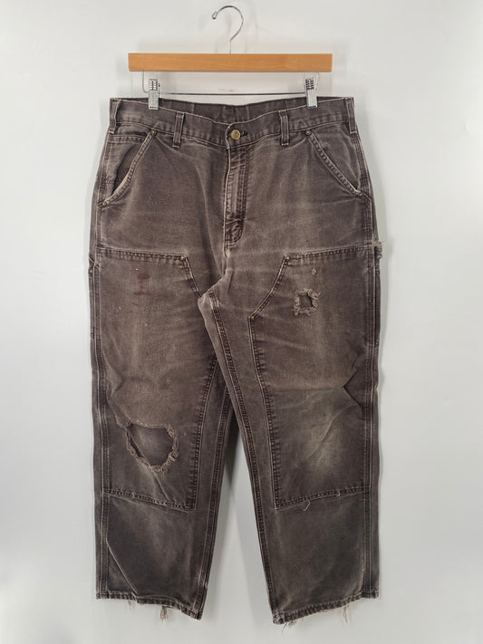 Vintage CARHARTT Size W33 x L28 Double Knee Duck Pants / F3160P