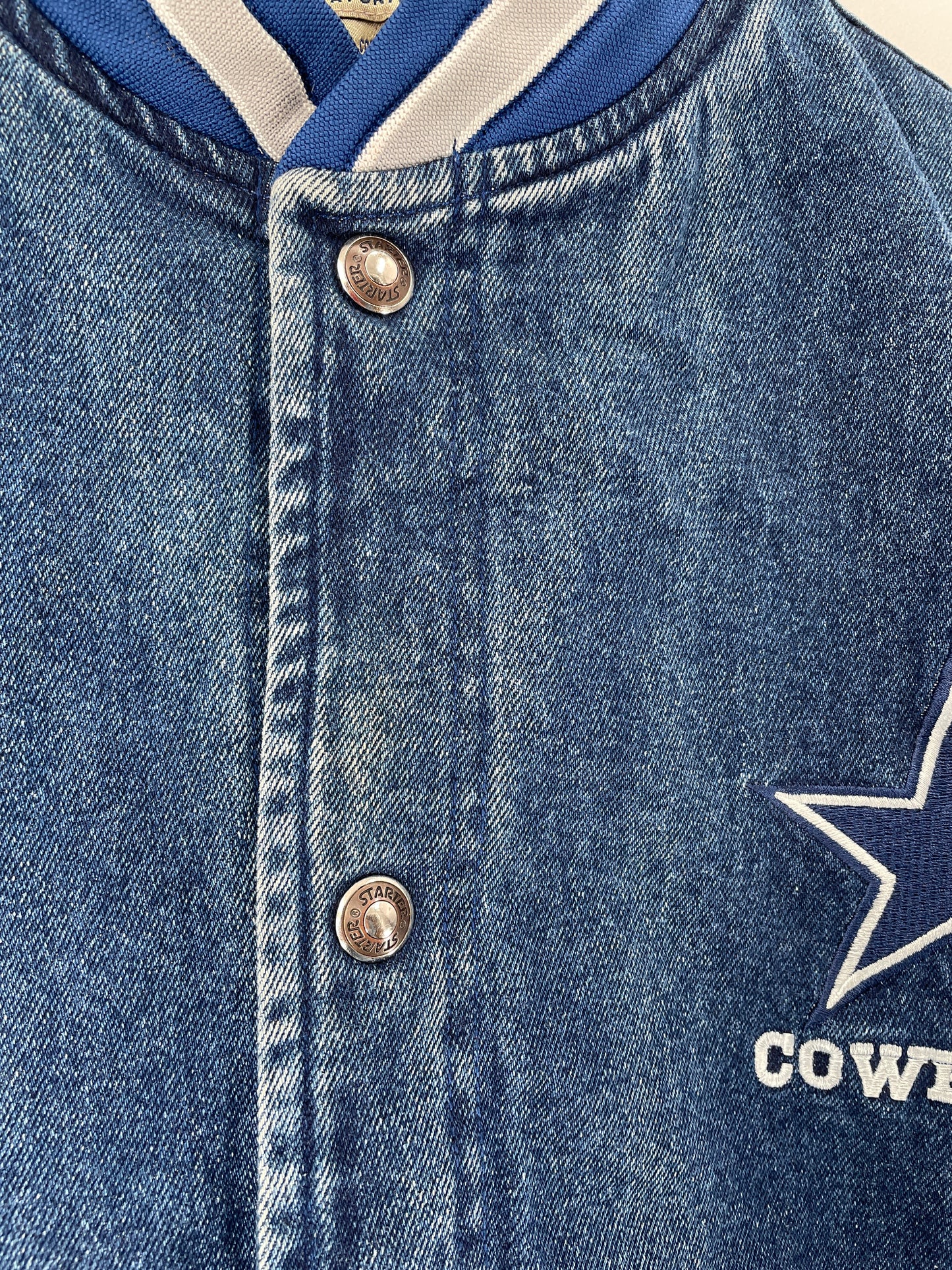 90’s STARTER x DALLAS COWBOYS Size XL Vintage NFL Denim Jacket / F5928J