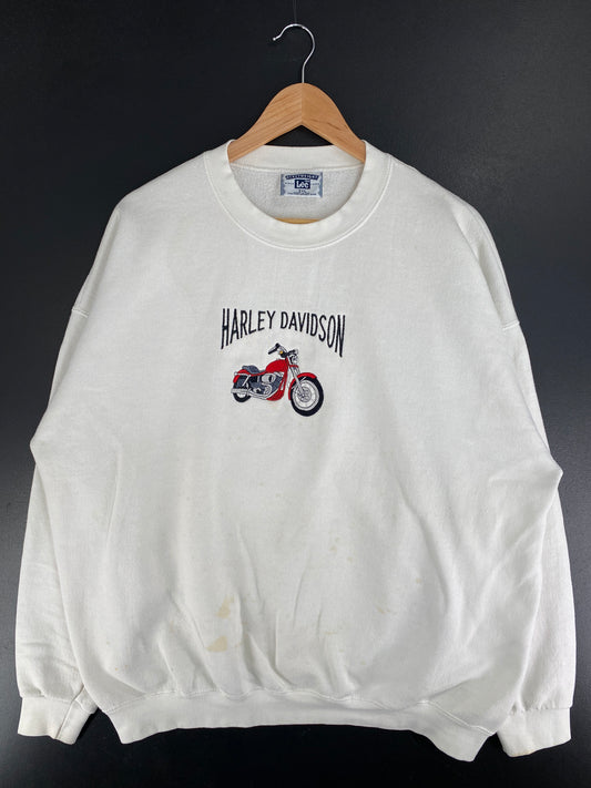 .90's HARLEY DAVIDSON Made in USA Size XXL Vintage Racing Sweat-shirt / F5312S