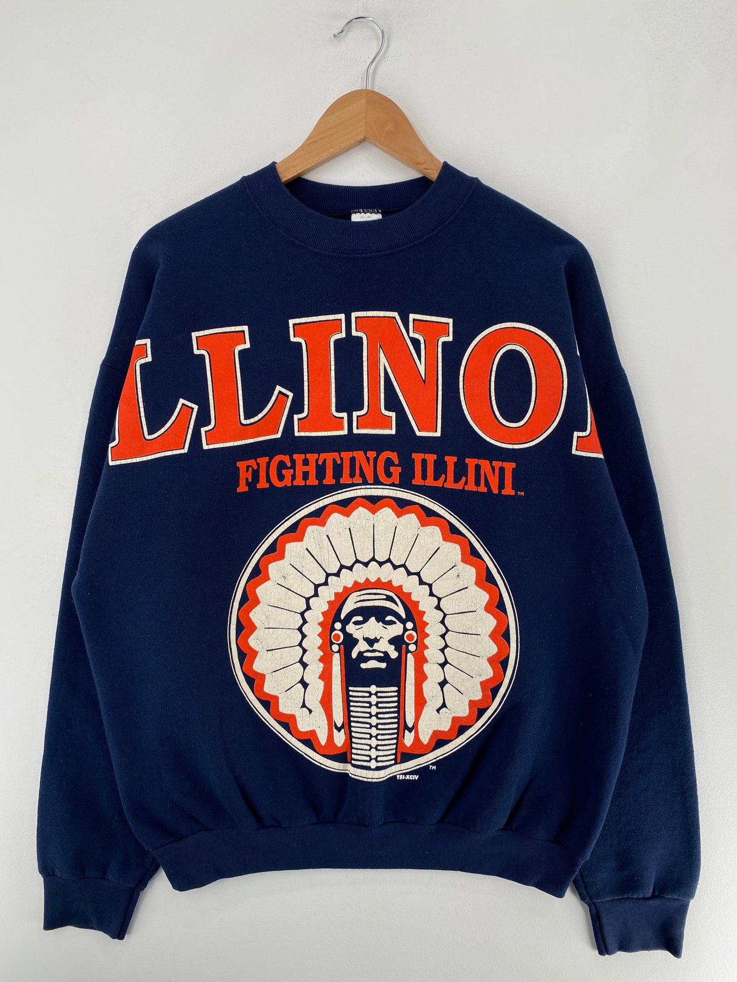 90's ILLINOIS FIGHTING ILLINI Made in USA Size XL Vintage College Sweat-shirt / F6710S
