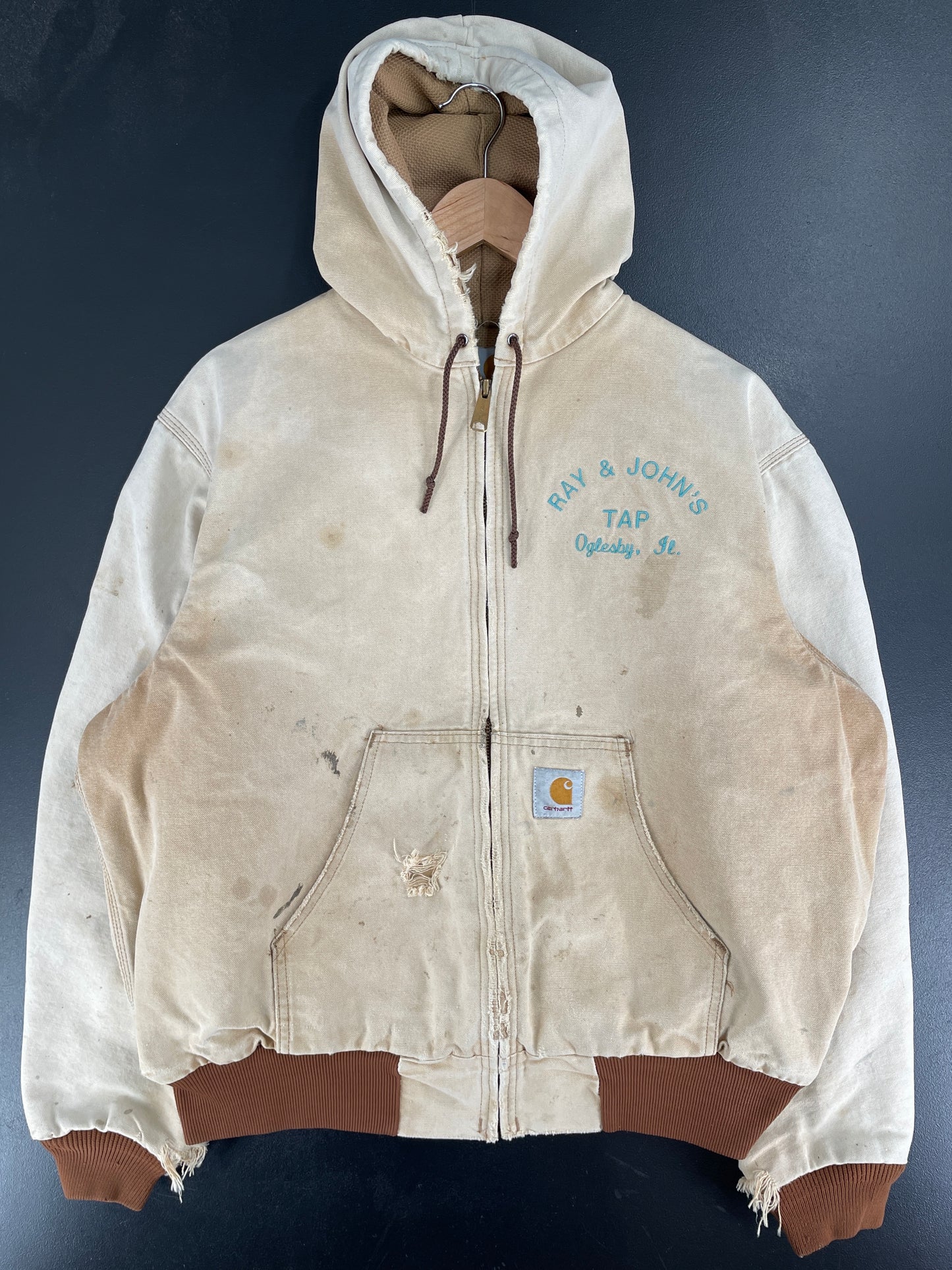 .90's CARHARTT Made in USA Size XL Vintage Zip-Up Hoodie Duck Jacket / F3633J