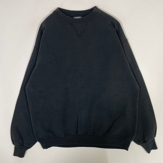 (XL) 90's Hanes PLAIN BLACK Sweat-shirt / A0744S