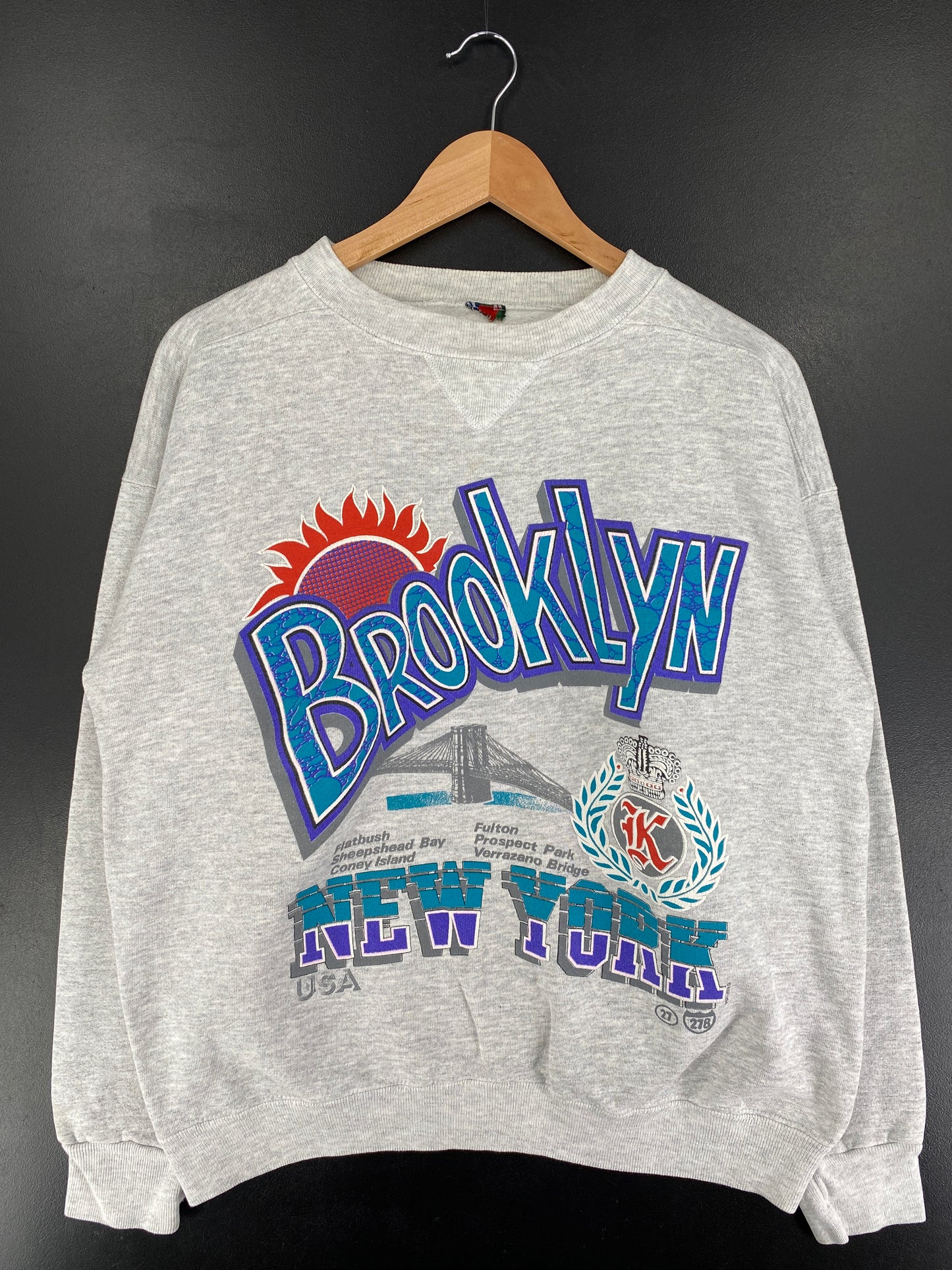 90’s BROOKLYN NEW YORK Size No Tag Approx.L Sweat-shirt / F1428S