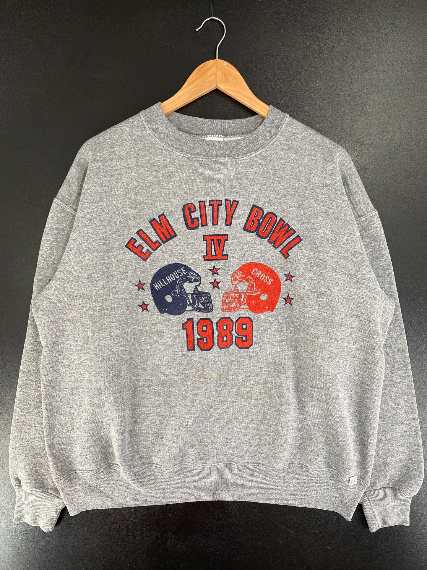 90's RUSSELL x ELM CITY BOWL Made in USA Size XL Vintage College Sweat-Shirts / F9186S