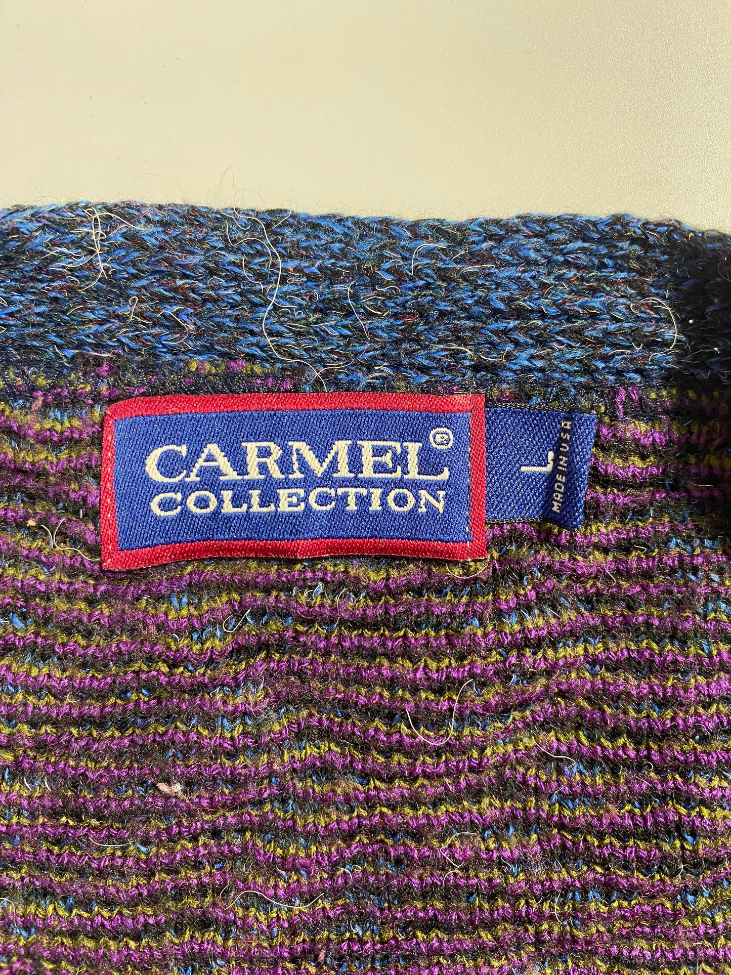 Vintage CARMEL COLLECTION Made in USA Size L Acrylic Knit Cardigan / G435K