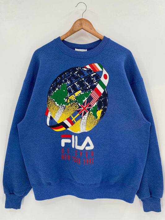 1992 FILA US OPEN NEW YORK Made in USA Size XL Vintage Sweat-shirt / F8022
