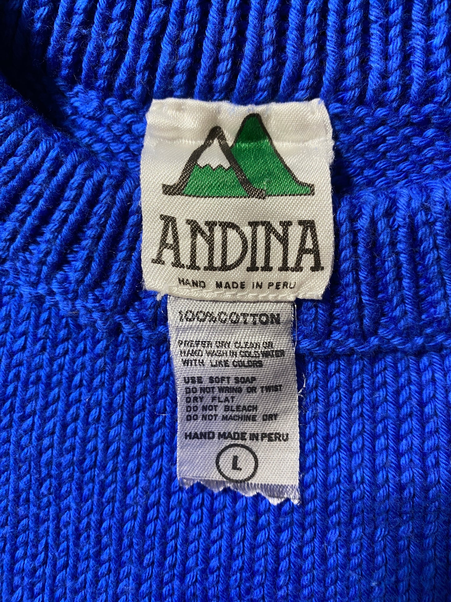 Vintage ANDINA COW Size L Cotton Knit Sweater / G4725K