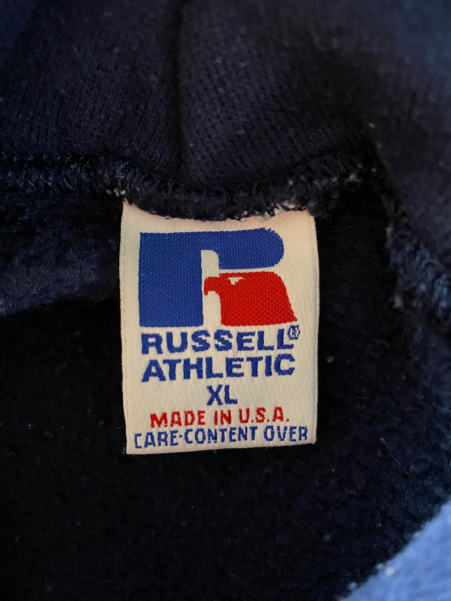 90's RUSSELL x ILLINOIS Made in USA Size XL Vintage College Hoodie Sweat-Shirt / F9213S
