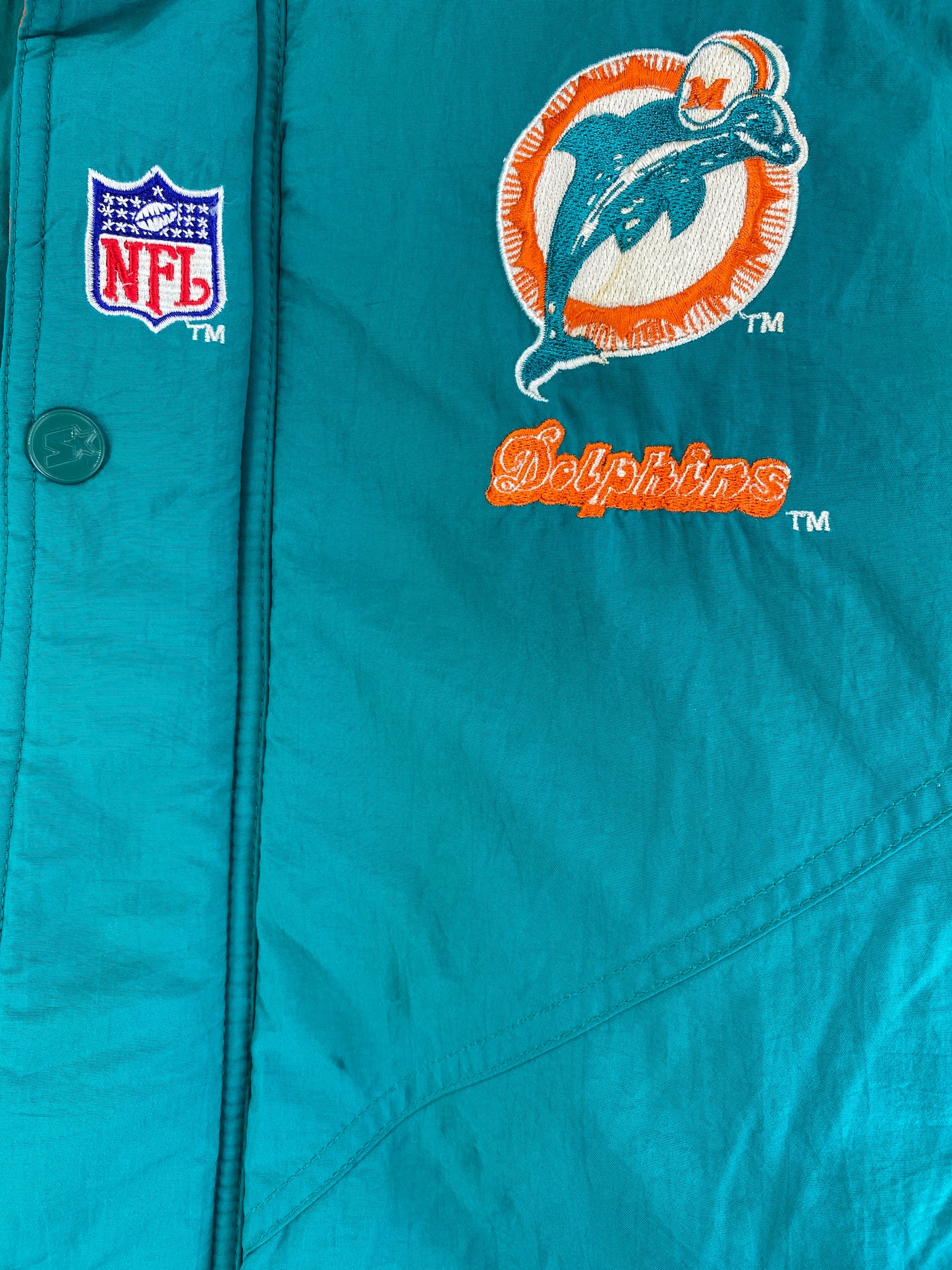 .90’s STARTER x MIAMI DOLPHINS Size M NFL Padded Nylon Jacket / F3166N