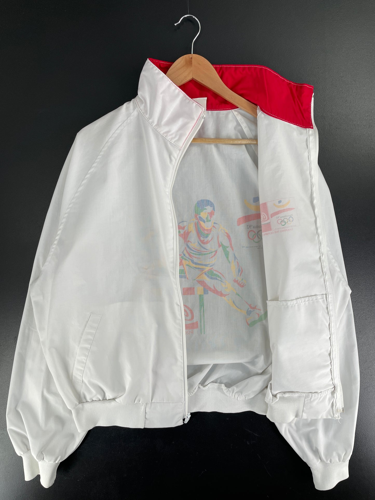 1988 COCA COLA x BARCELONA OLYMPIC Made in USA Size XL Vintage Nylon Jacket / F7763N