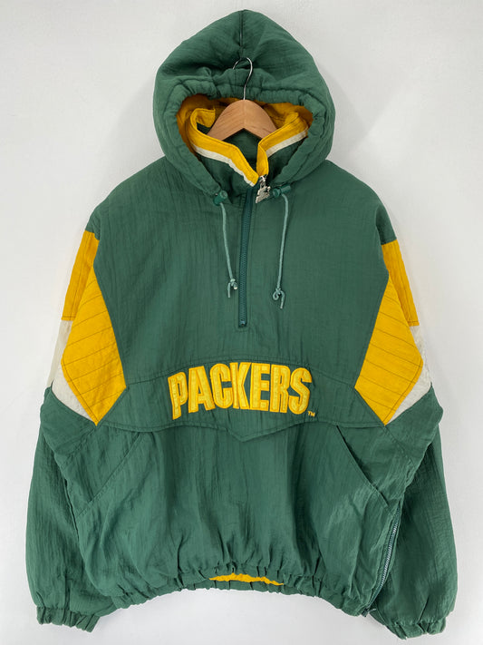 90’s STARTER x GREEN BAY PACKERS Size L Vintage Half-zipPadded Nylon Jacket / F5028N